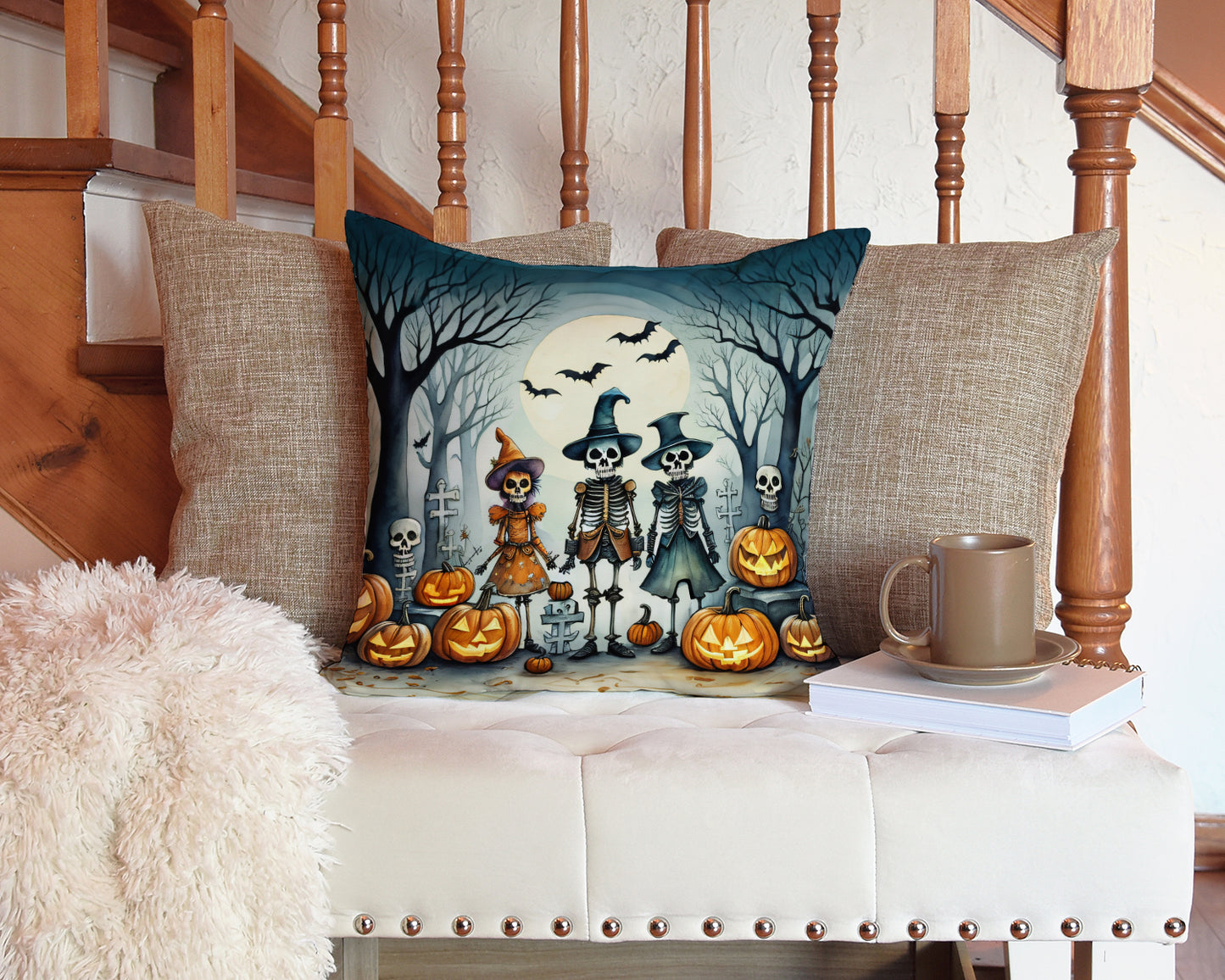 Calacas Skeletons Spooky Halloween Throw Pillow