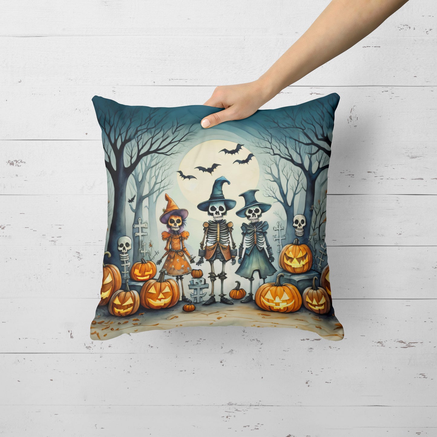 Calacas Skeletons Spooky Halloween Throw Pillow