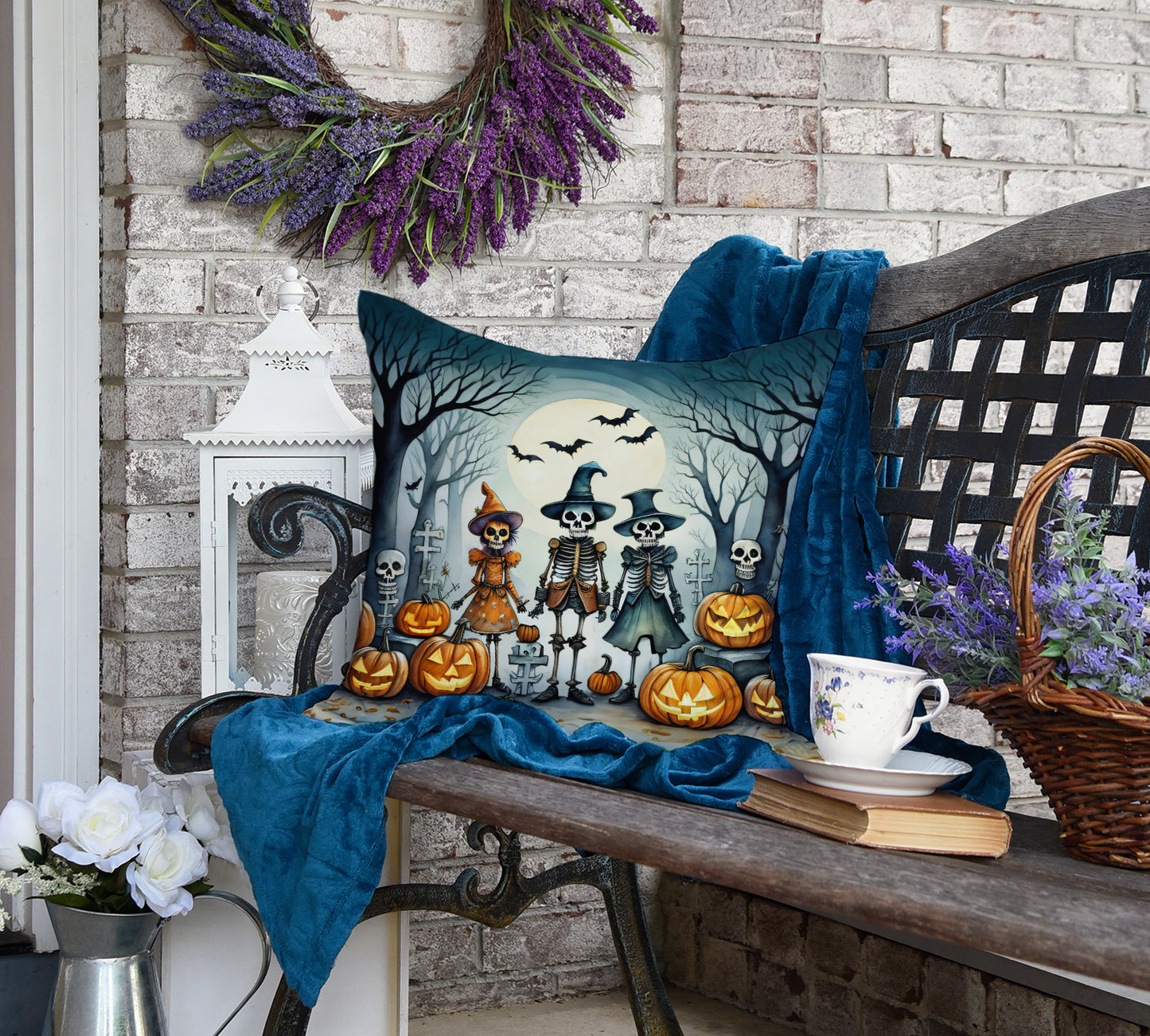 Calacas Skeletons Spooky Halloween Throw Pillow