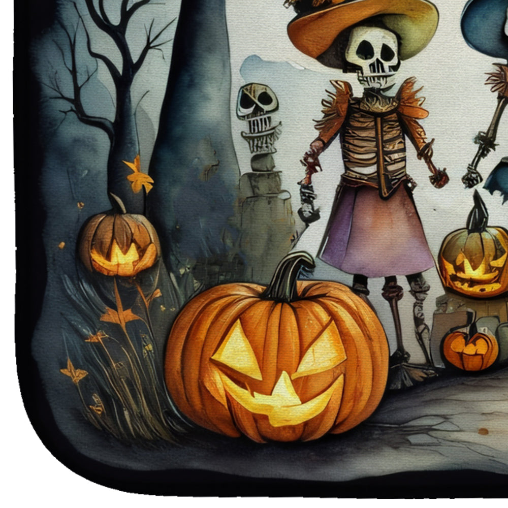 Calacas Skeletons Spooky Halloween Dish Drying Mat