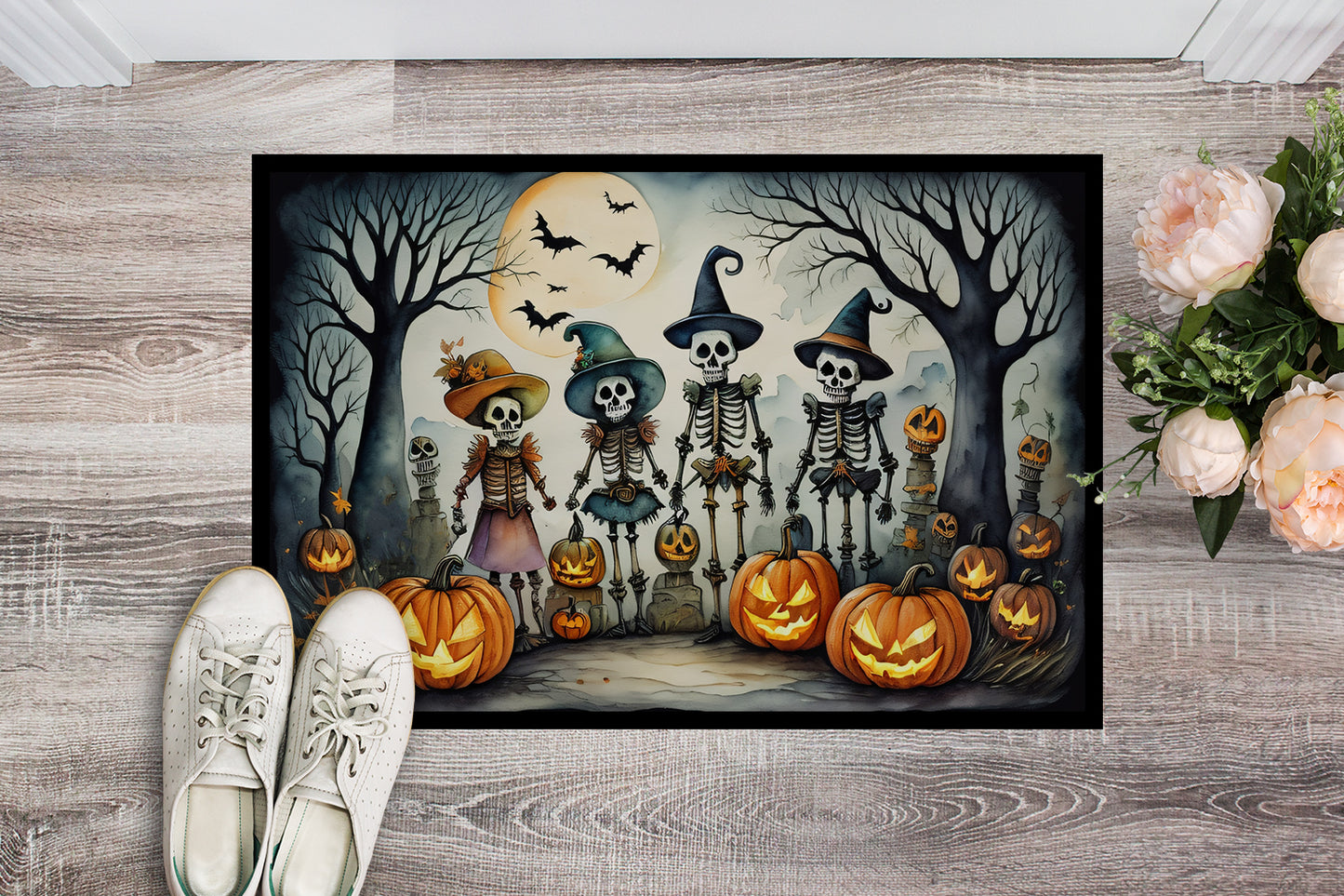 Calacas Skeletons Spooky Halloween Doormat