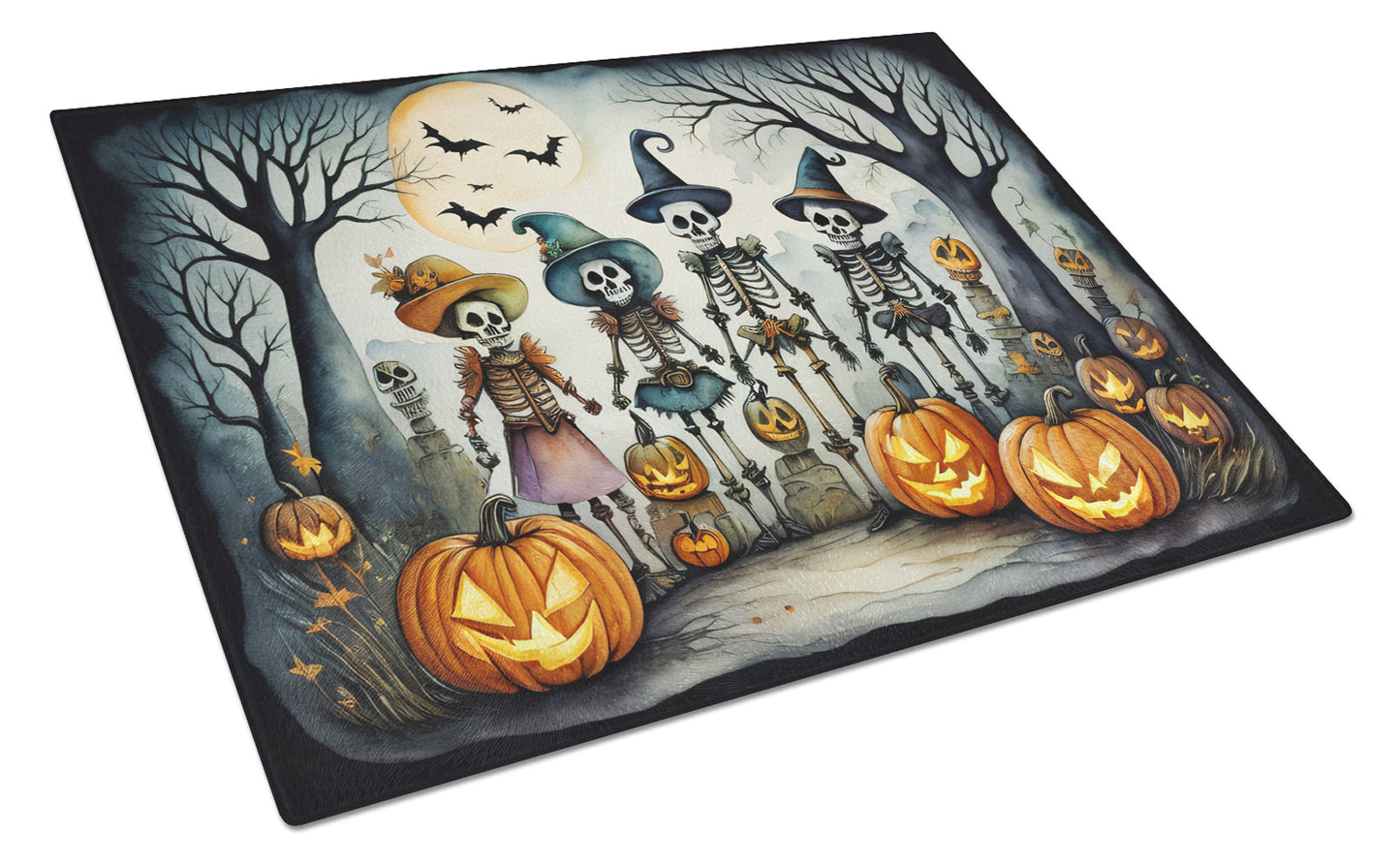 Buy this Calacas Skeletons Spooky Halloween Glass Cutting Board