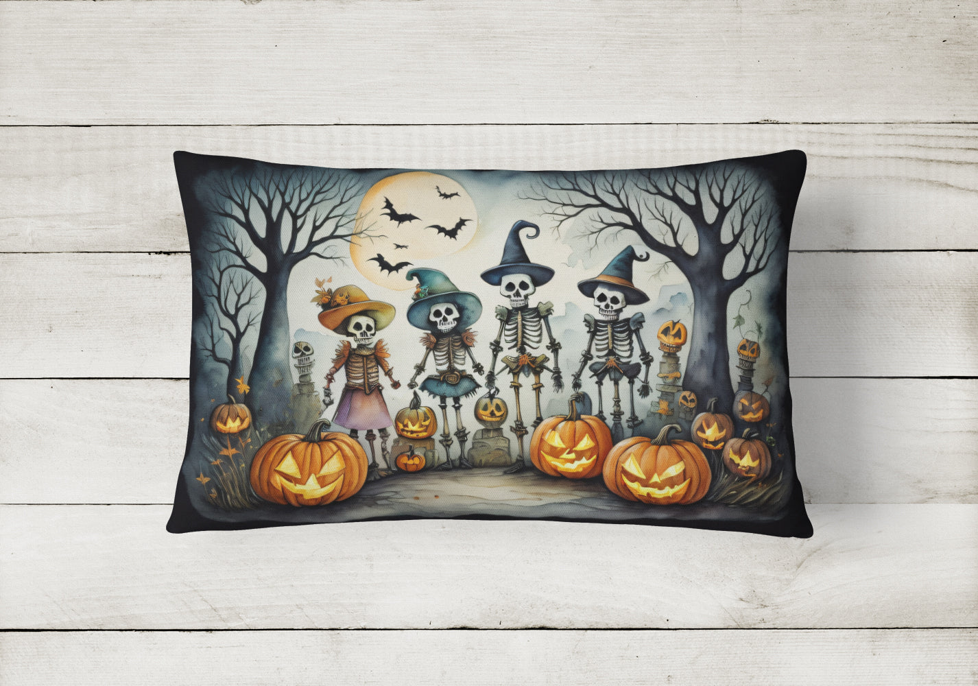 Calacas Skeletons Spooky Halloween Throw Pillow