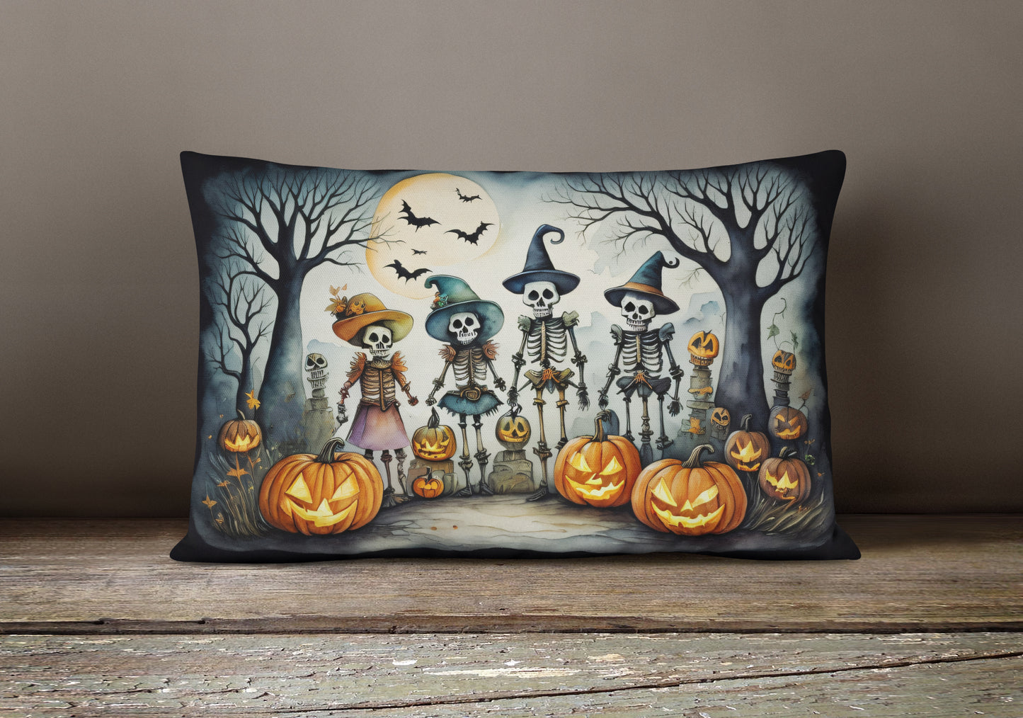 Calacas Skeletons Spooky Halloween Throw Pillow