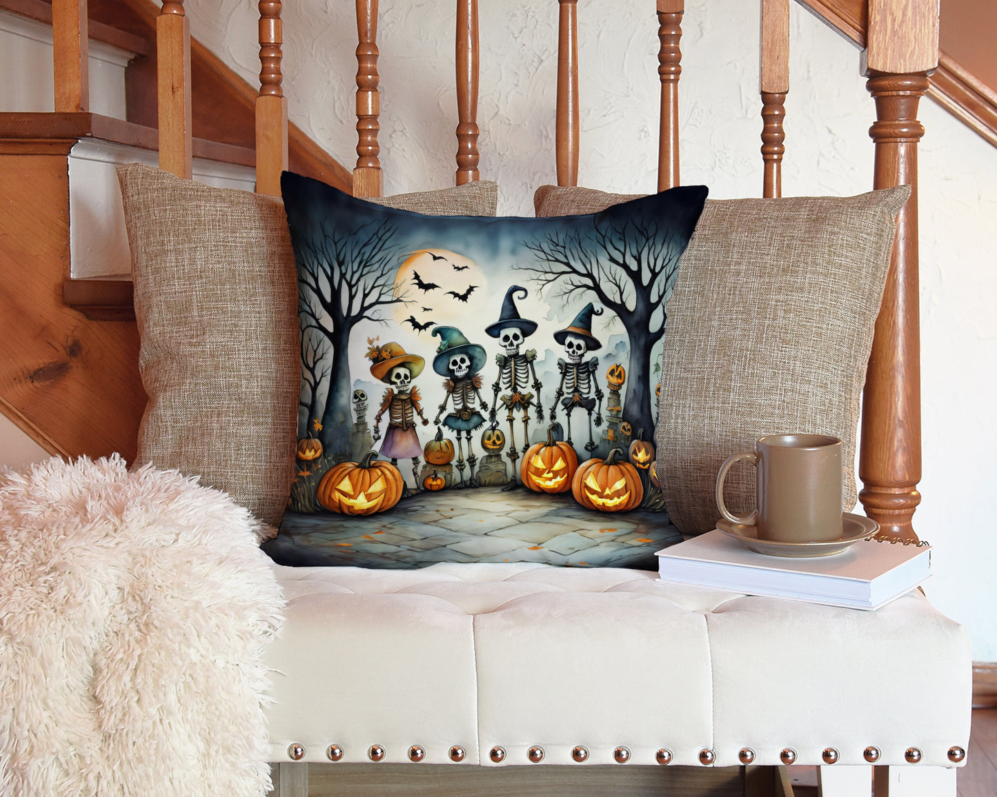 Calacas Skeletons Spooky Halloween Throw Pillow