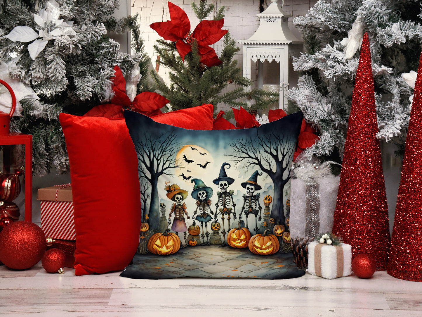 Calacas Skeletons Spooky Halloween Throw Pillow