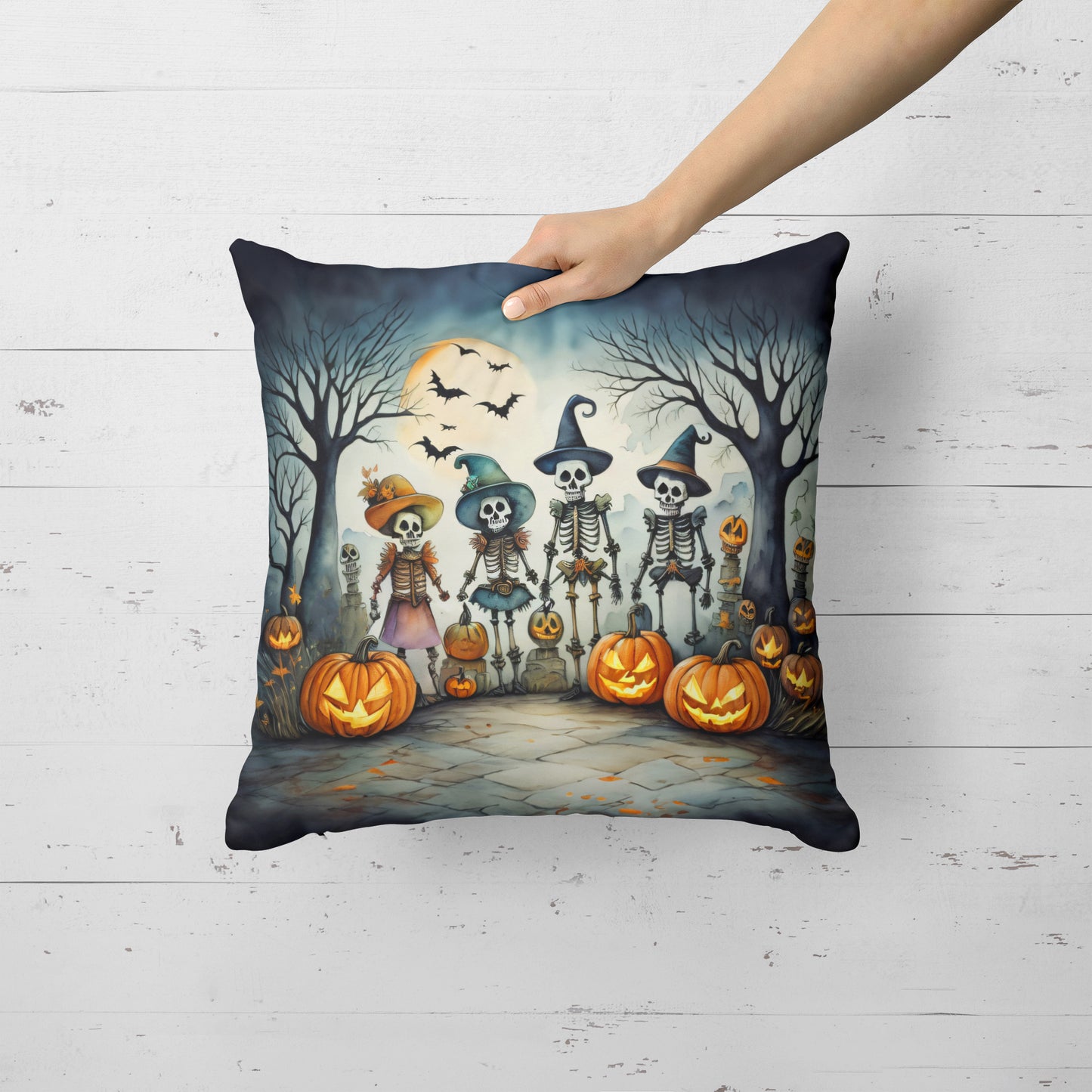 Calacas Skeletons Spooky Halloween Throw Pillow