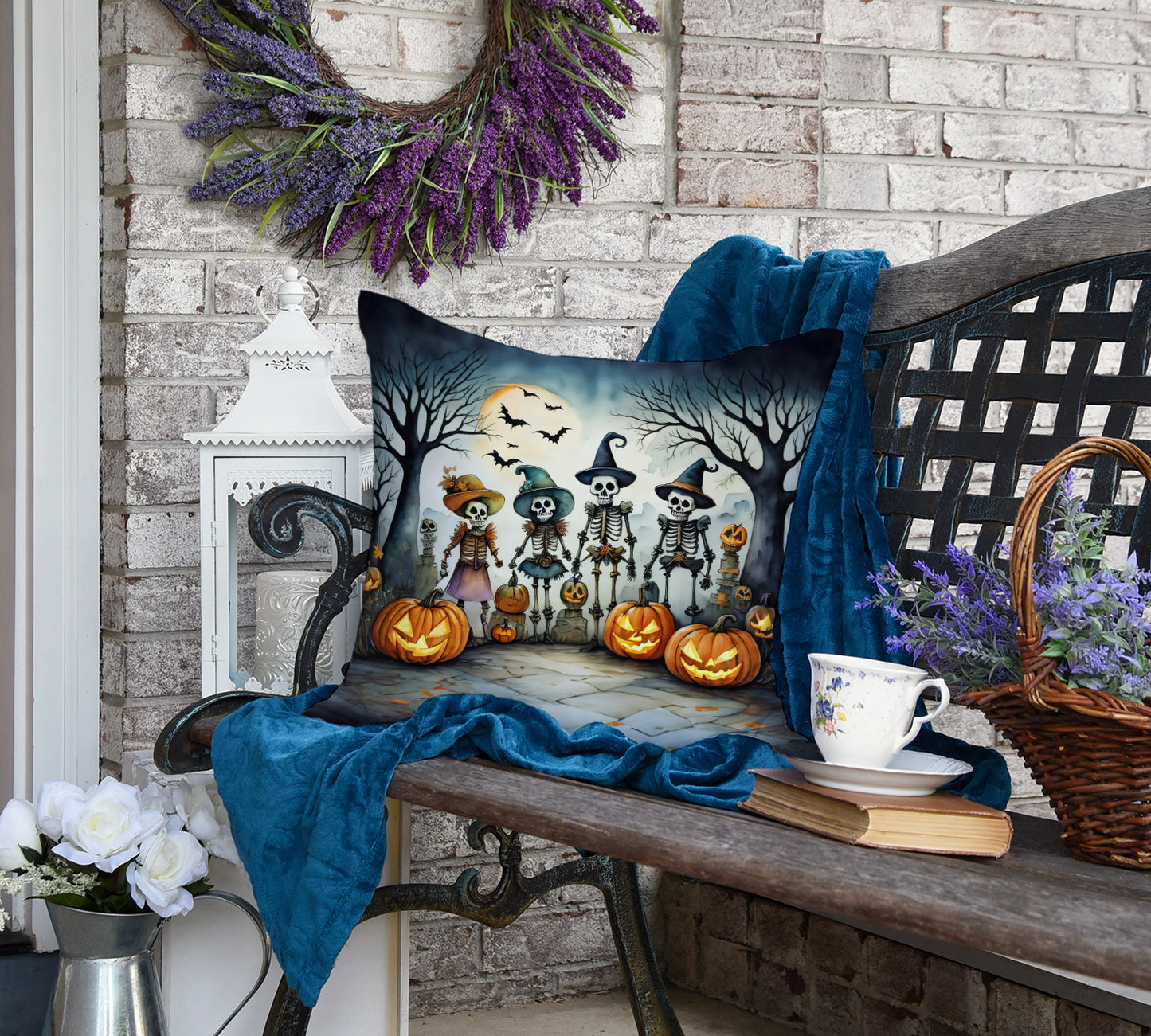 Calacas Skeletons Spooky Halloween Throw Pillow