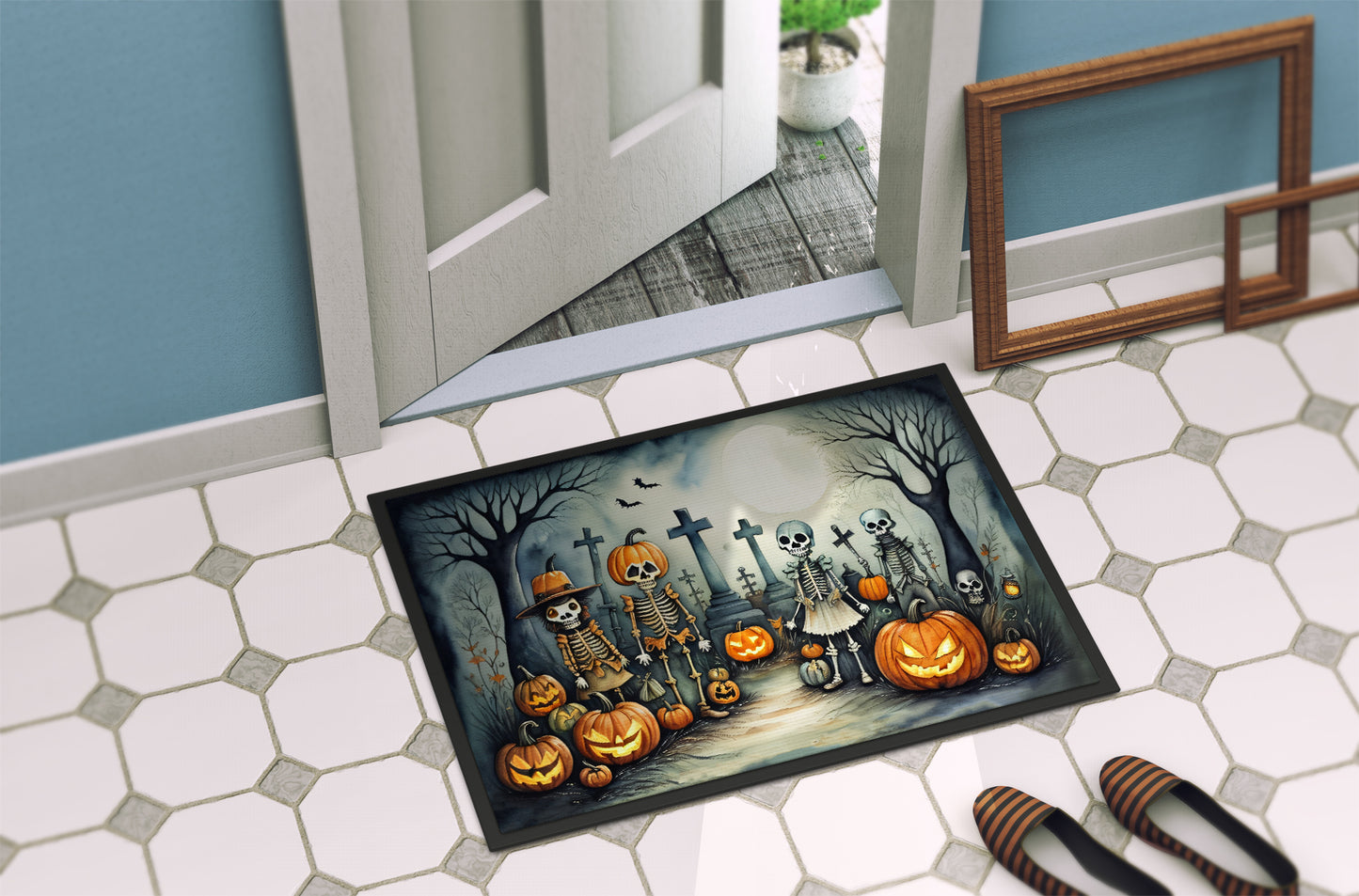 Calacas Skeletons Spooky Halloween Doormat