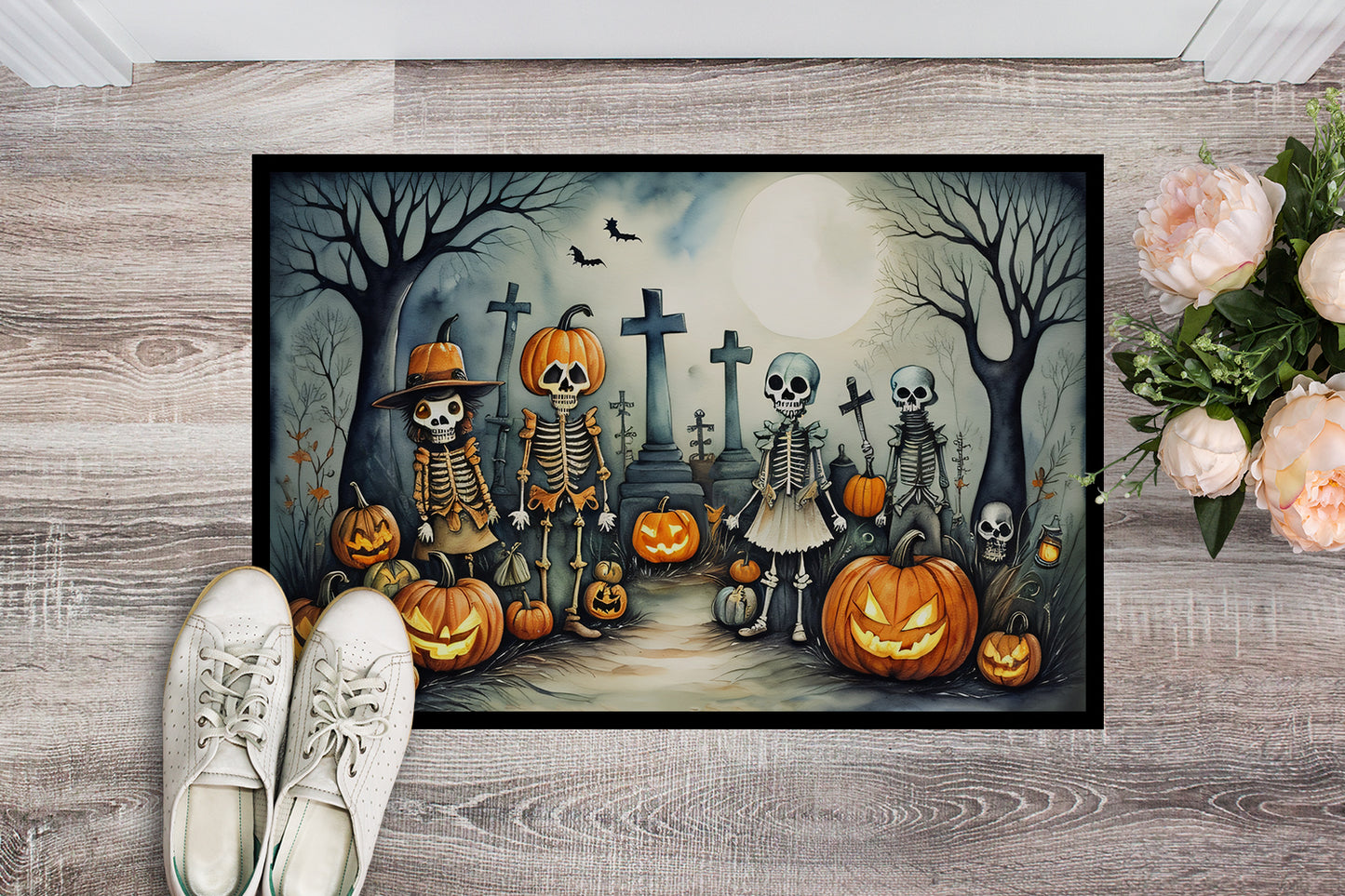 Calacas Skeletons Spooky Halloween Doormat