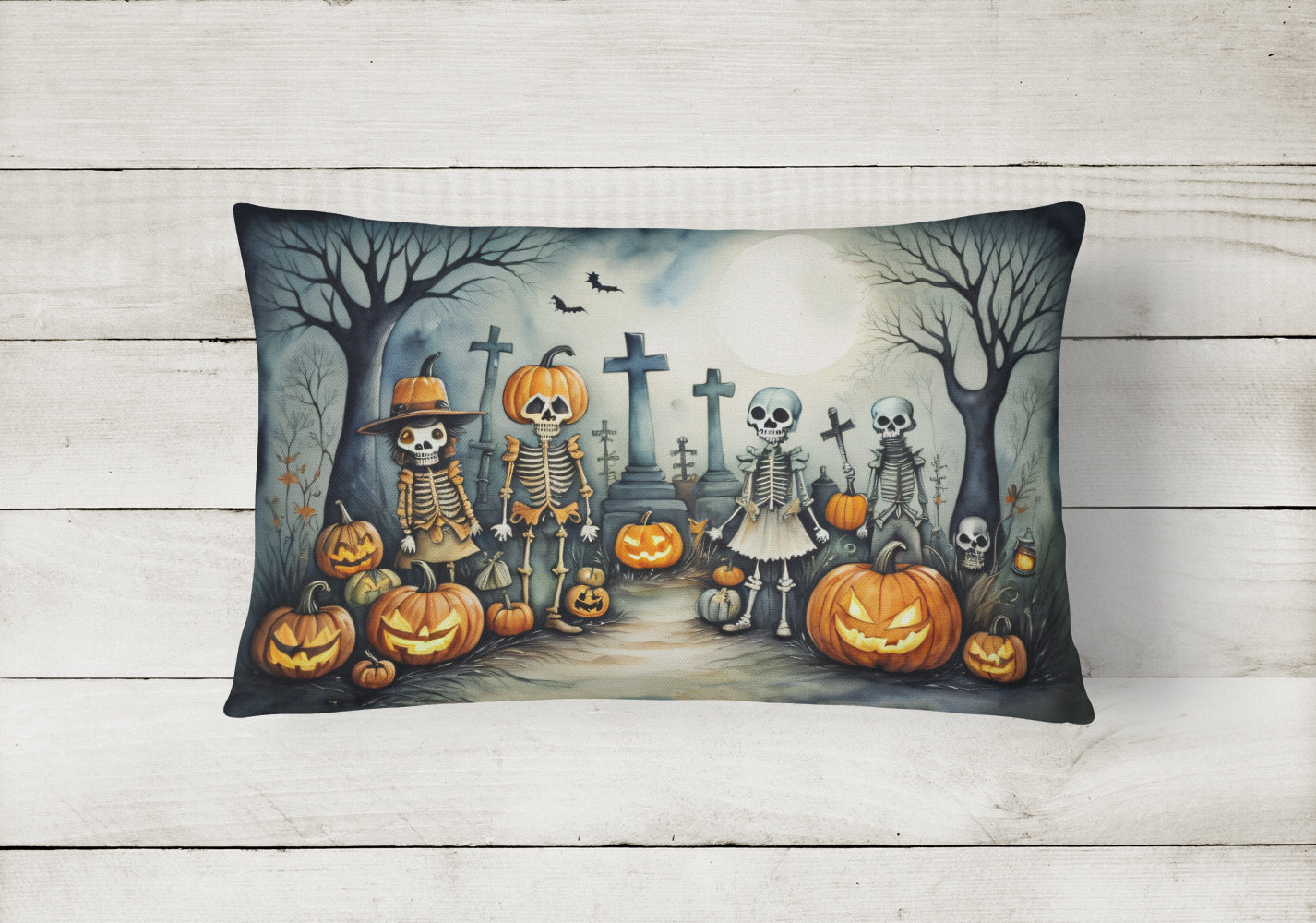 Calacas Skeletons Spooky Halloween Throw Pillow