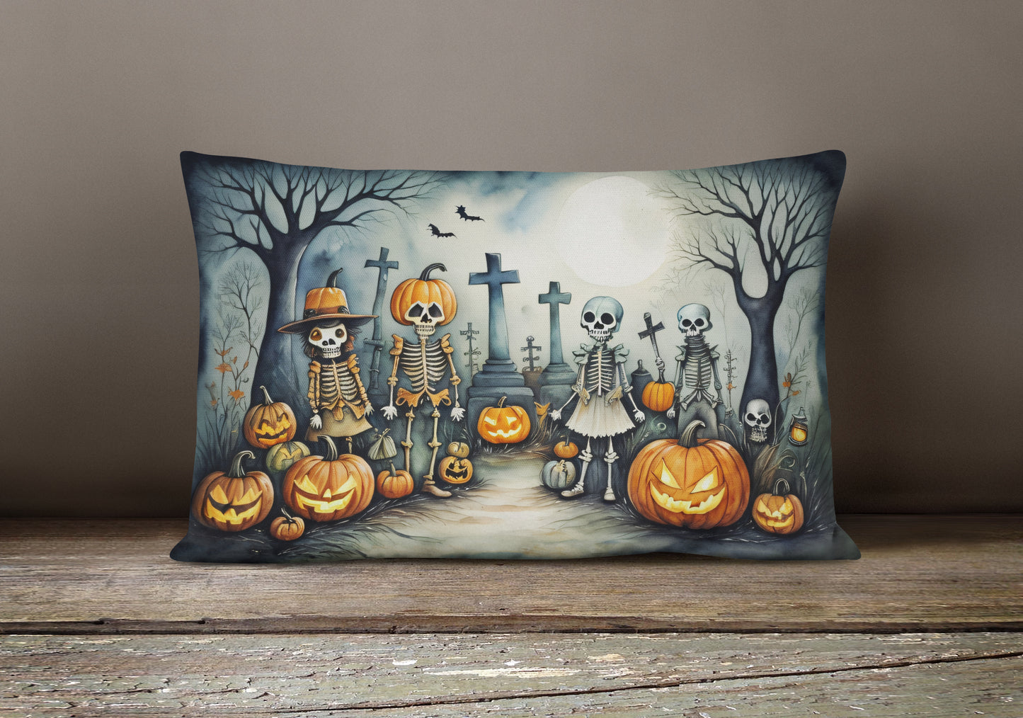 Calacas Skeletons Spooky Halloween Throw Pillow