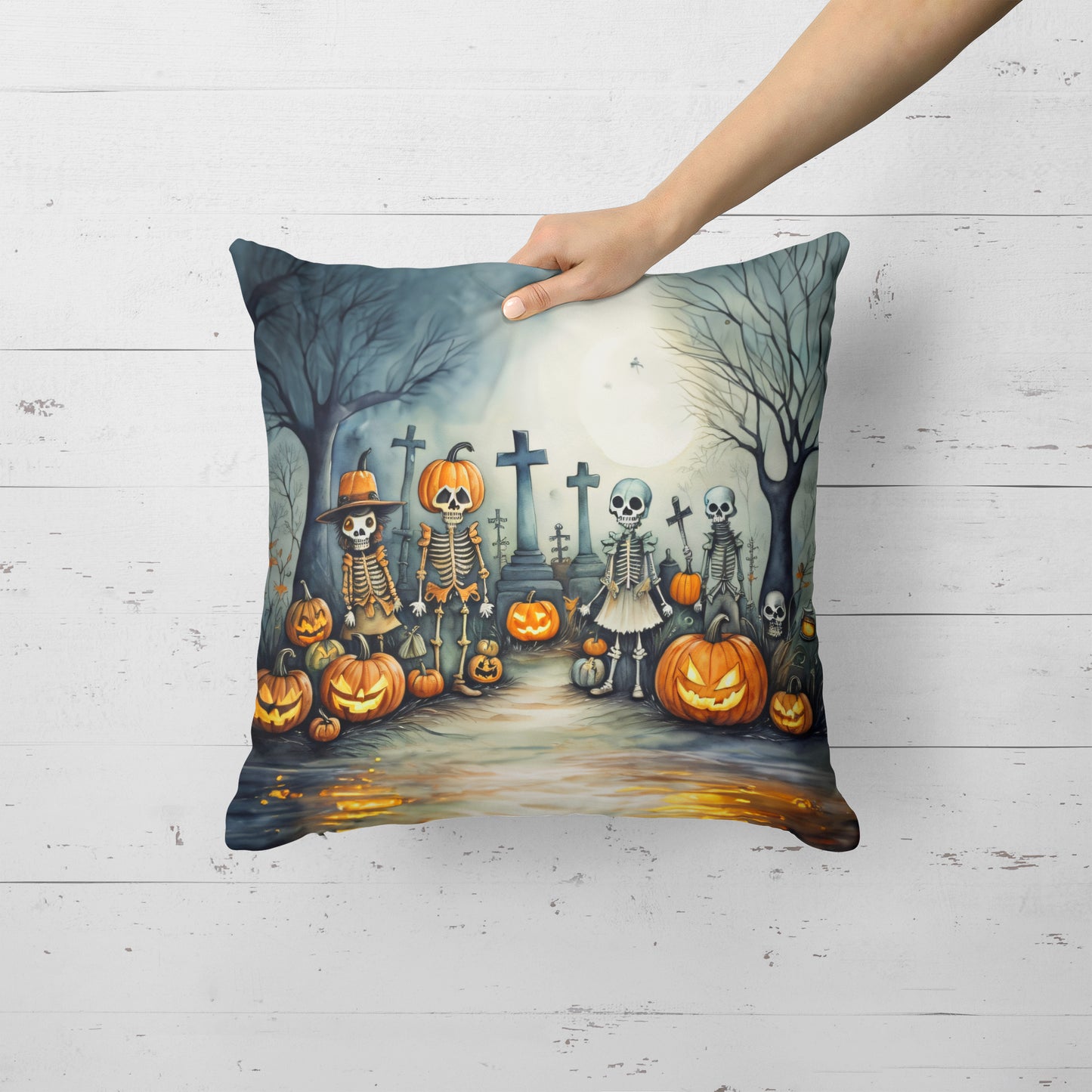 Calacas Skeletons Spooky Halloween Throw Pillow