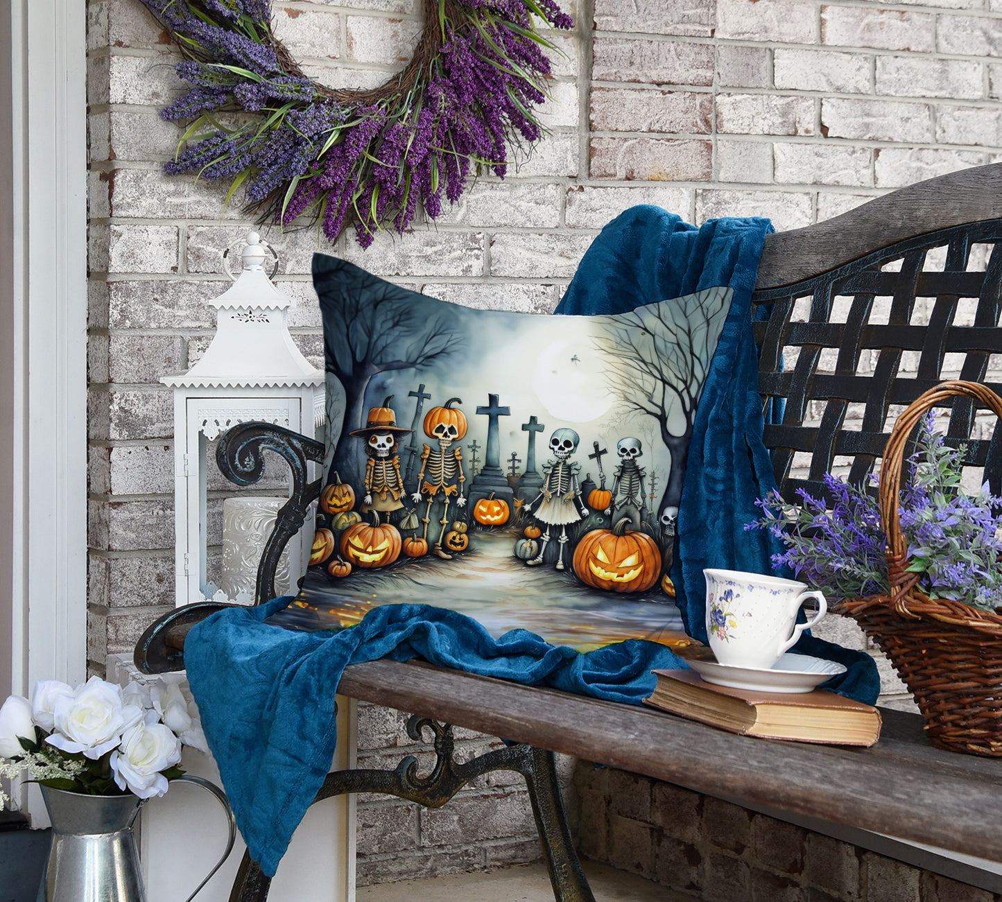 Calacas Skeletons Spooky Halloween Throw Pillow