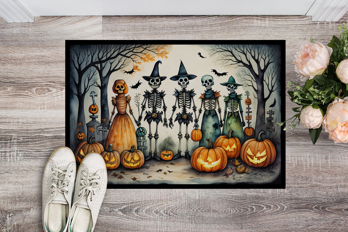 Calacas Skeletons Spooky Halloween Doormat