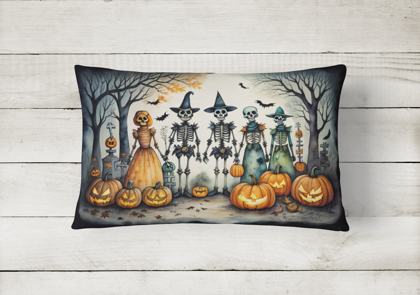 Calacas Skeletons Spooky Halloween Throw Pillow