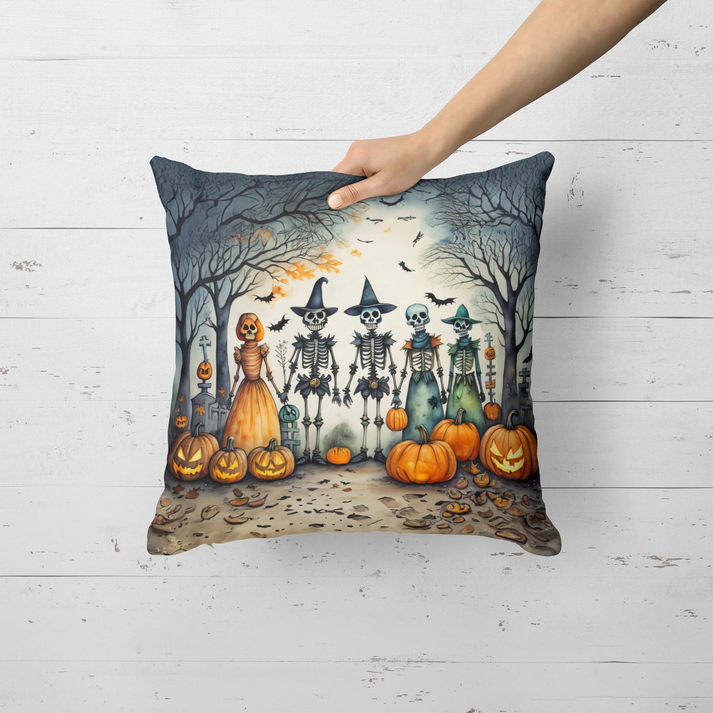 Calacas Skeletons Spooky Halloween Throw Pillow