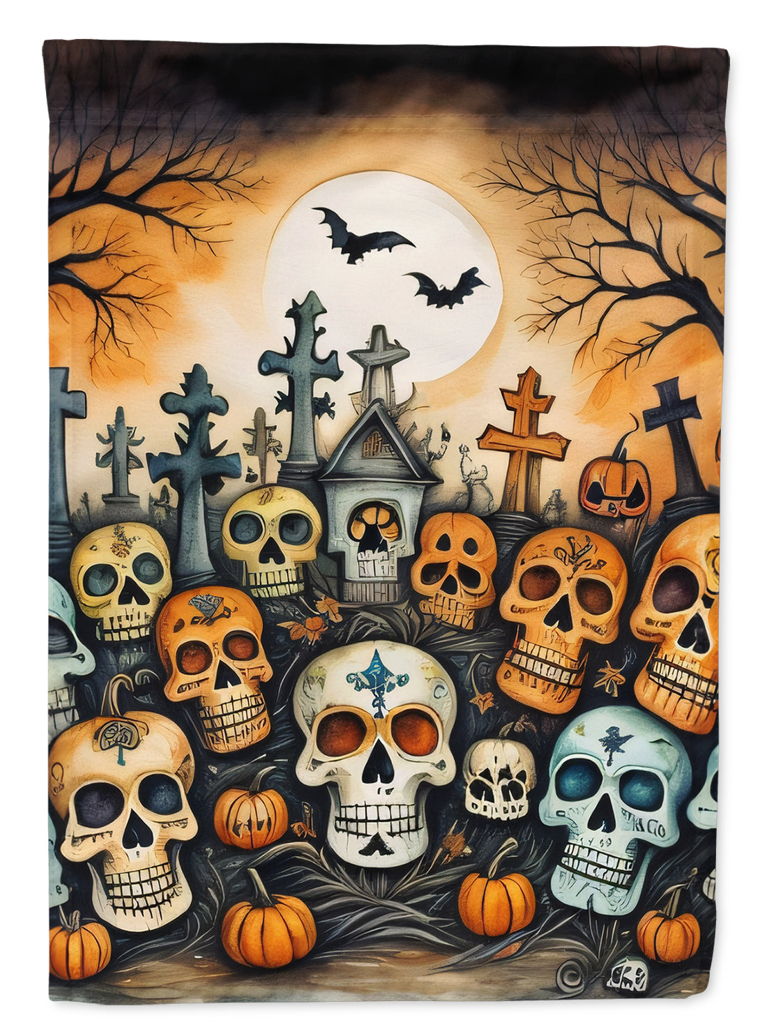 Buy this Calaveras Sugar Skulls Spooky Halloween House Flag