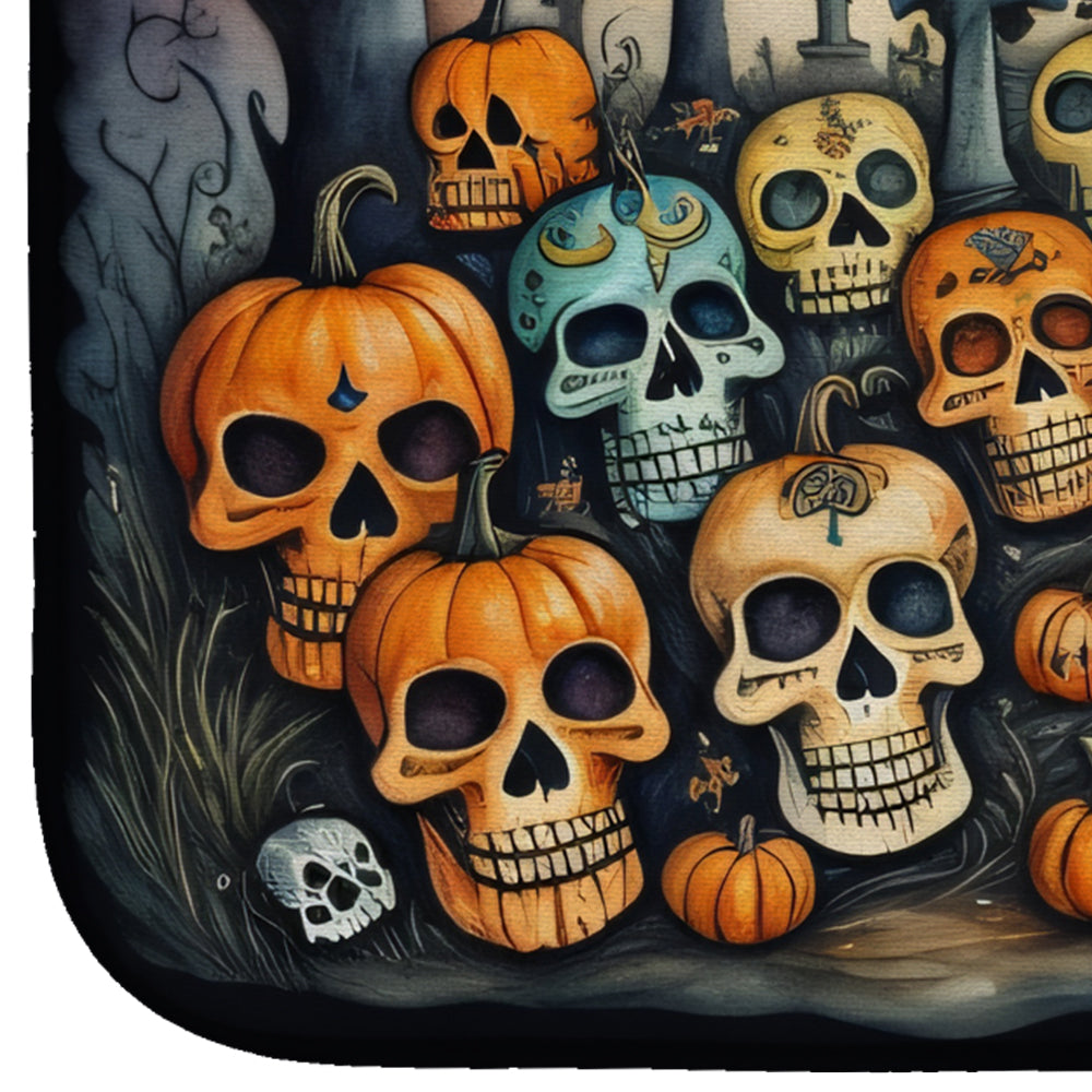 Calaveras Sugar Skulls Spooky Halloween Dish Drying Mat