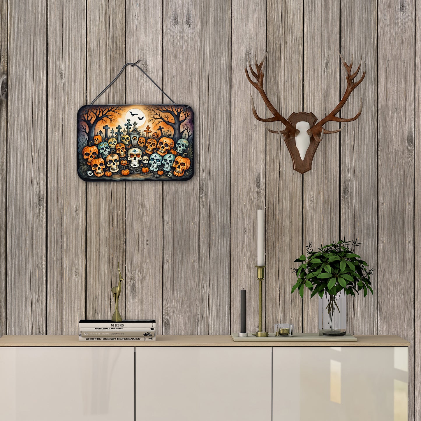Calaveras Sugar Skulls Spooky Halloween Wall or Door Hanging Prints