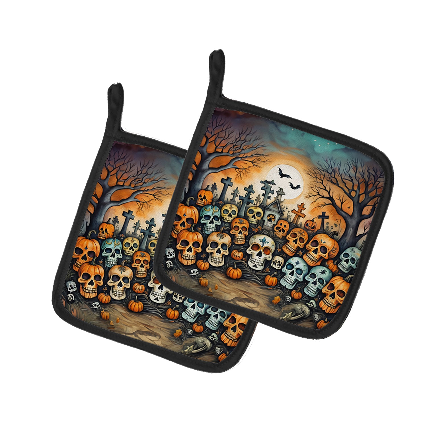 Buy this Calaveras Sugar Skulls Spooky Halloween Pair of Pot Holders