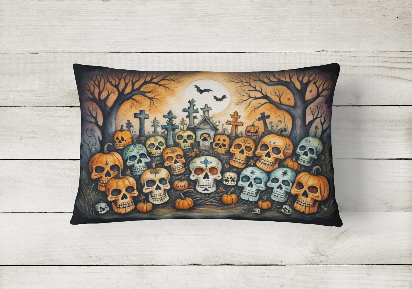 Calaveras Sugar Skulls Spooky Halloween Throw Pillow