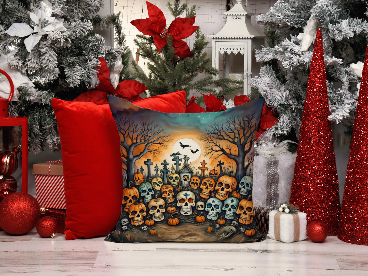 Calaveras Sugar Skulls Spooky Halloween Throw Pillow