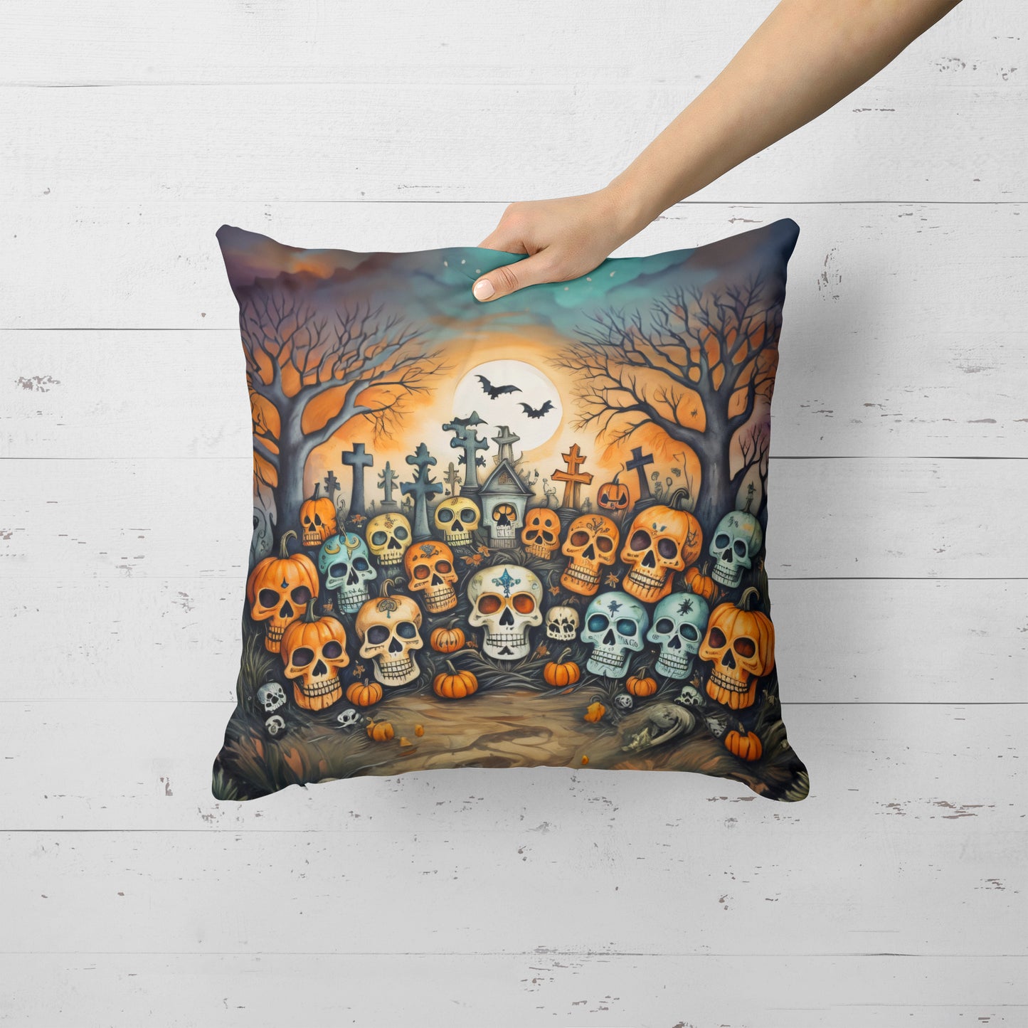 Calaveras Sugar Skulls Spooky Halloween Throw Pillow