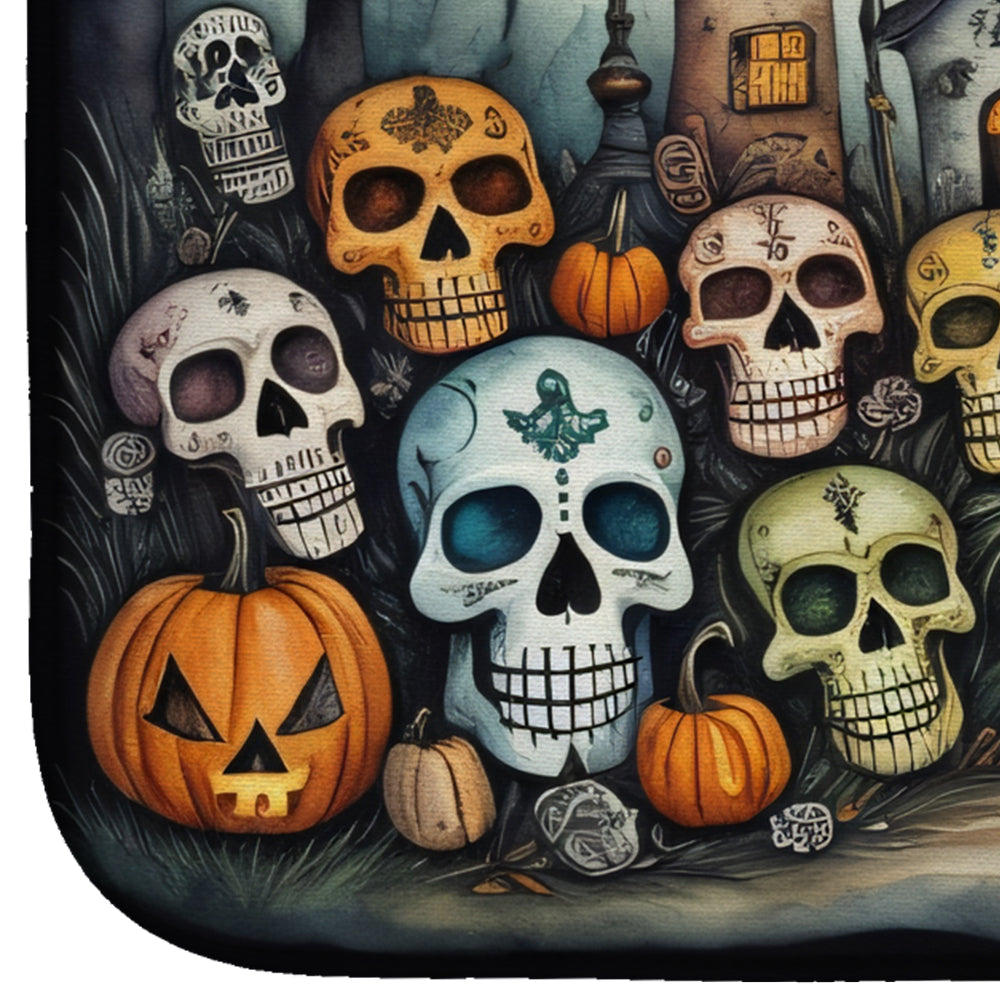 Calaveras Sugar Skulls Spooky Halloween Dish Drying Mat