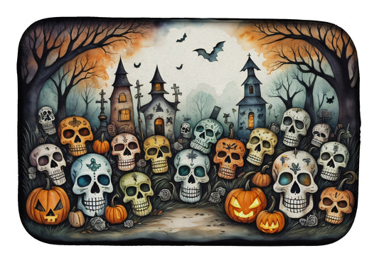Buy this Calaveras Sugar Skulls Spooky Halloween Dish Drying Mat
