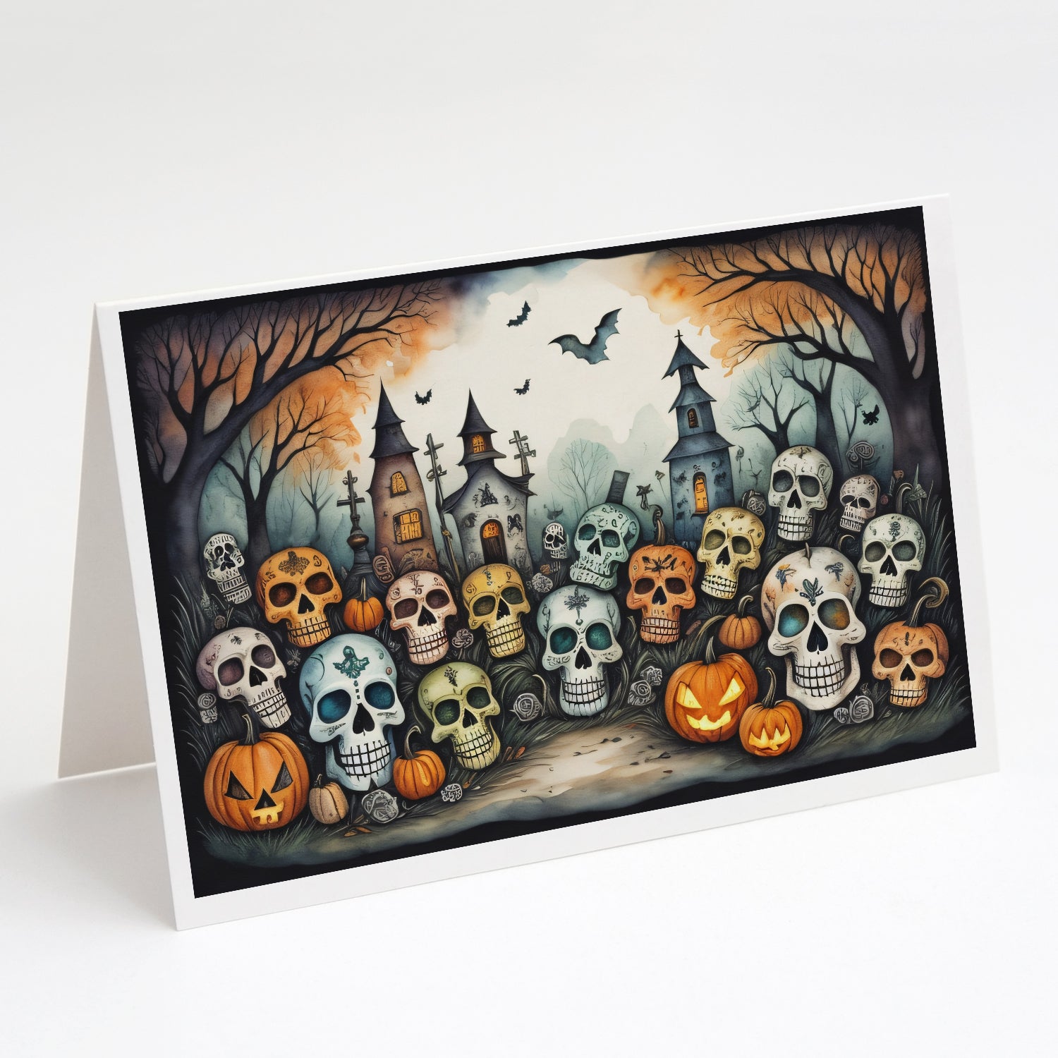 Buy this Calaveras Sugar Skulls Spooky Halloween Greeting Cards Pack of 8