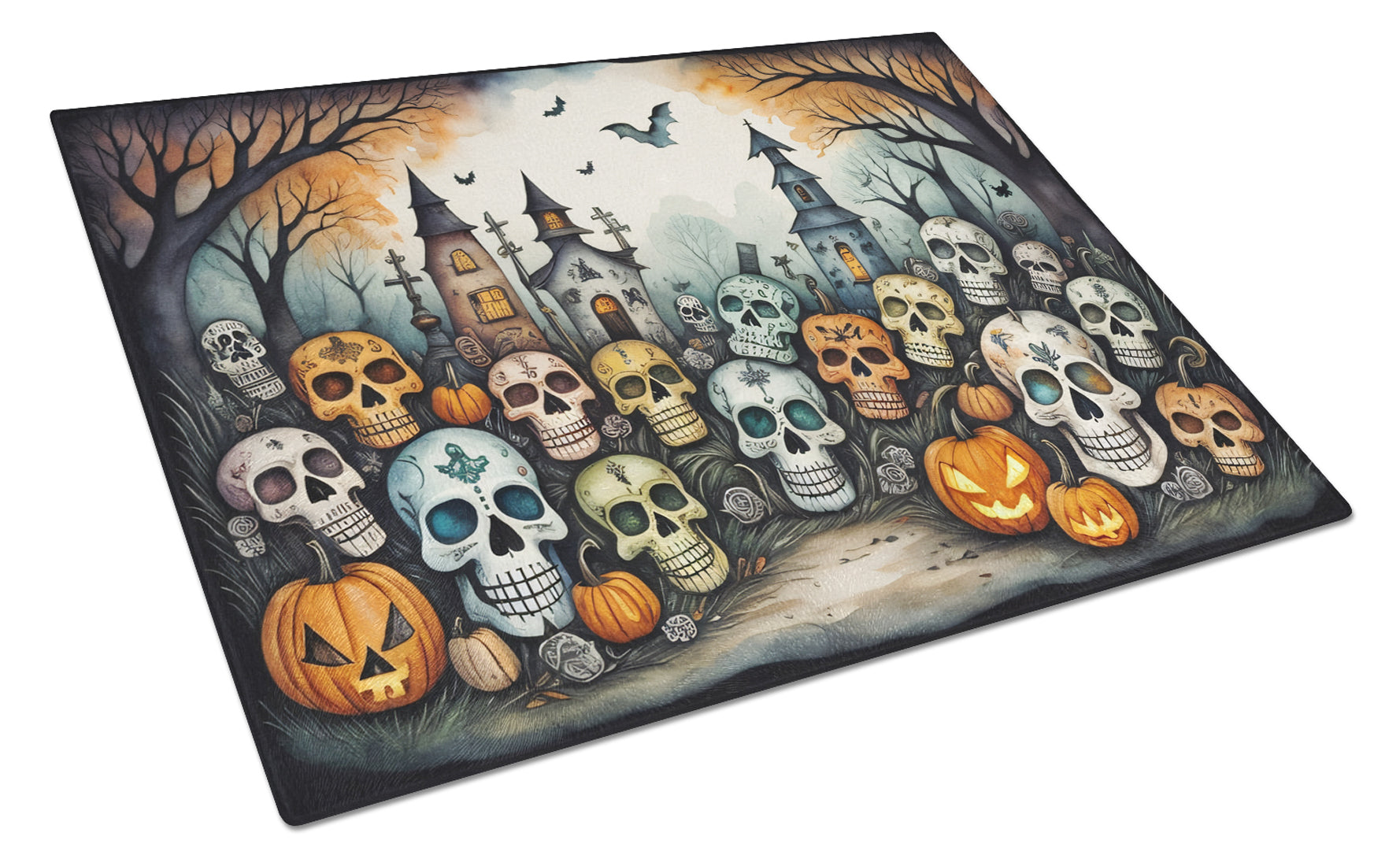 Buy this Calaveras Sugar Skulls Spooky Halloween Glass Cutting Board