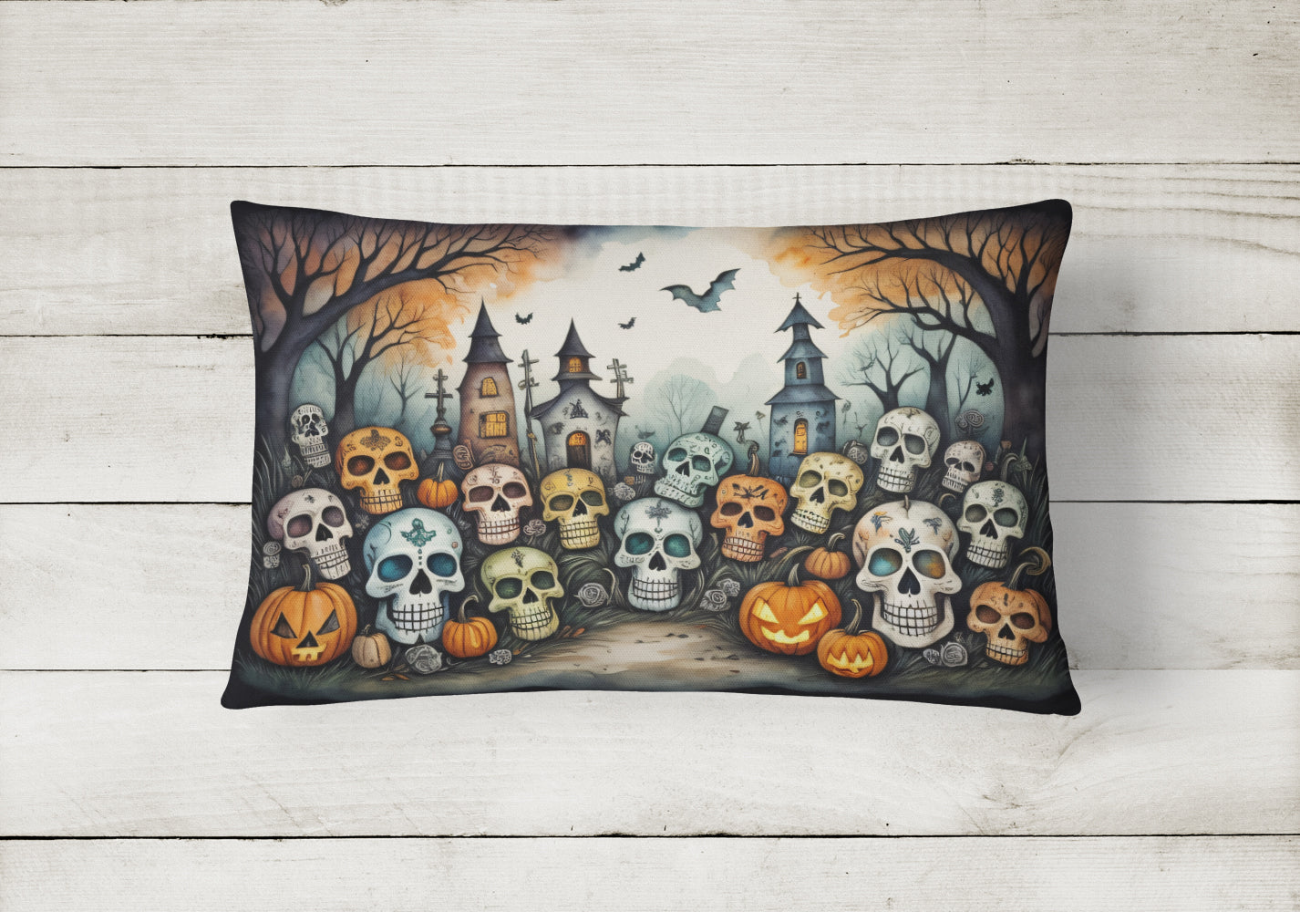 Calaveras Sugar Skulls Spooky Halloween Throw Pillow