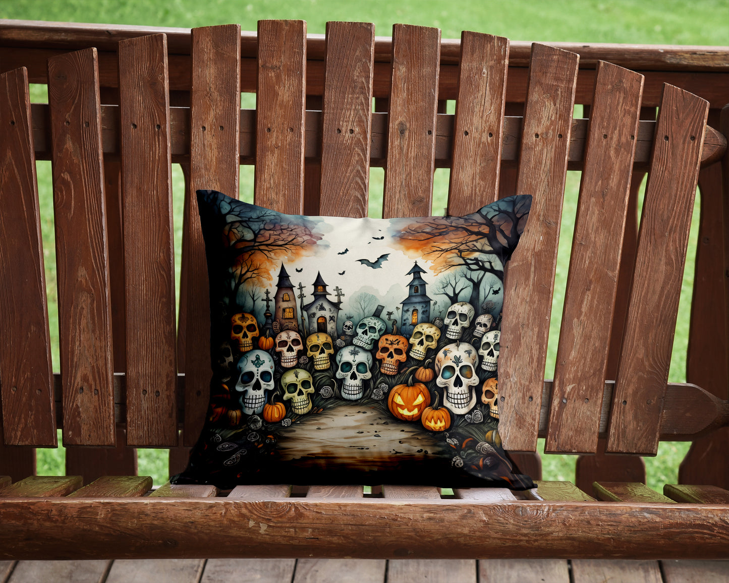 Calaveras Sugar Skulls Spooky Halloween Throw Pillow