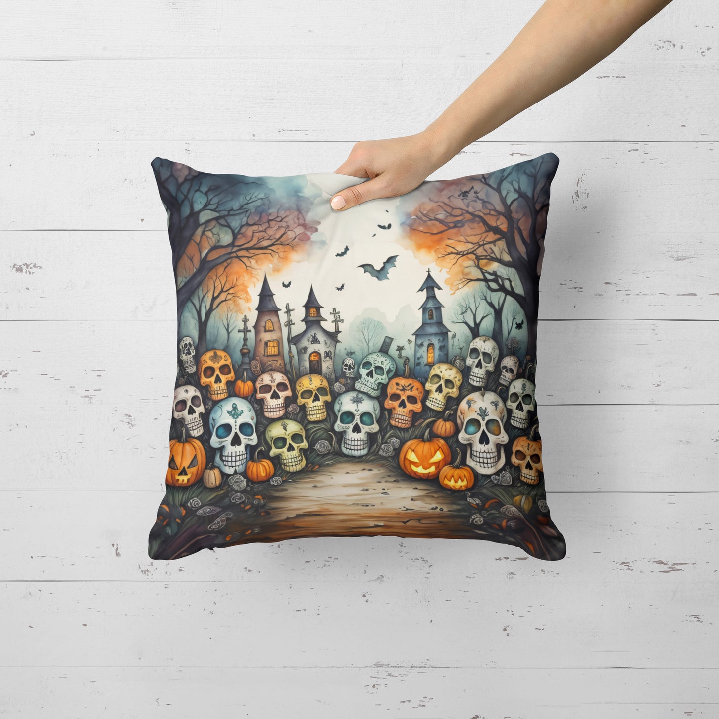 Calaveras Sugar Skulls Spooky Halloween Throw Pillow