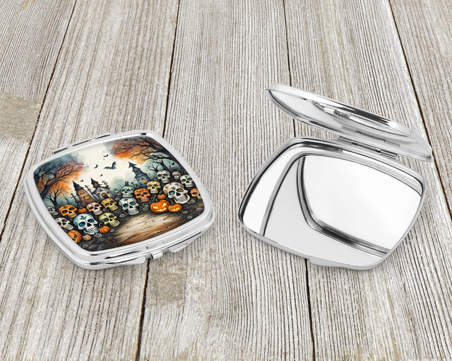 Calaveras Sugar Skulls Spooky Halloween Compact Mirror