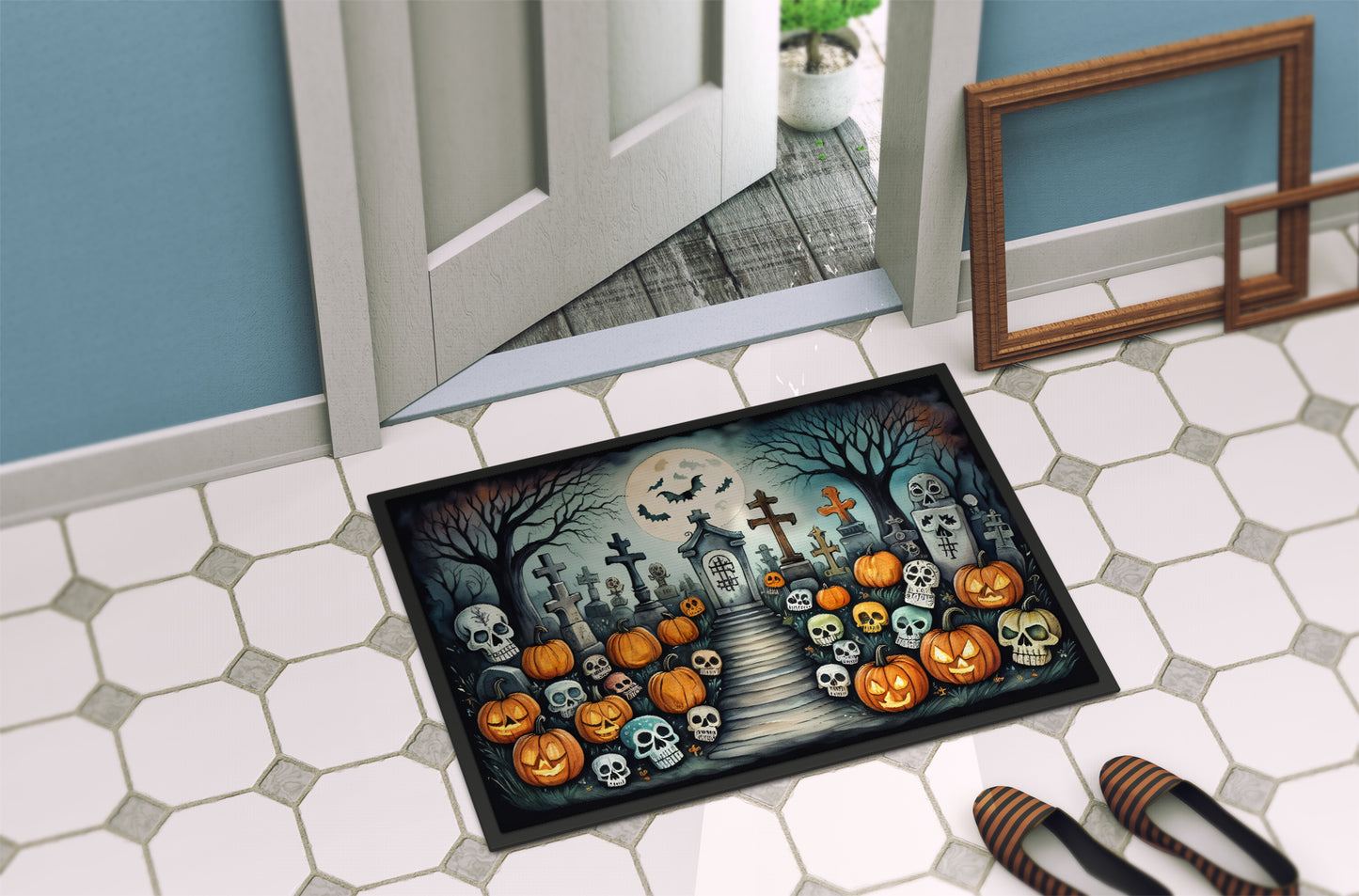 Calaveras Sugar Skulls Spooky Halloween Doormat