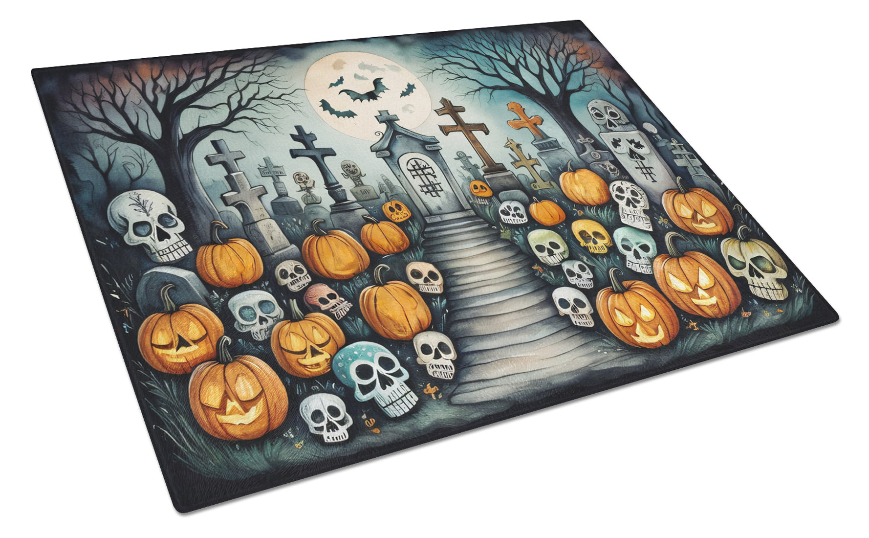 Buy this Calaveras Sugar Skulls Spooky Halloween Glass Cutting Board