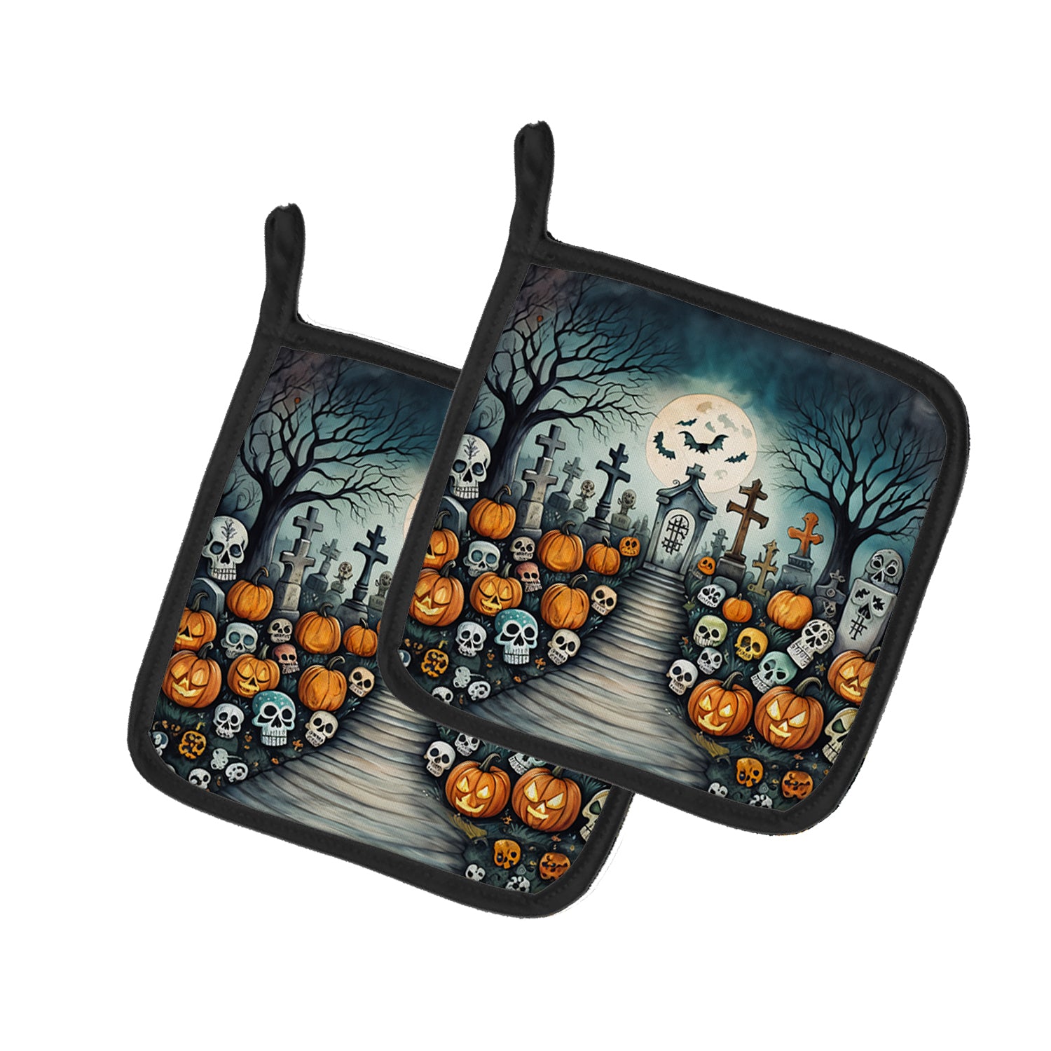Buy this Calaveras Sugar Skulls Spooky Halloween Pair of Pot Holders