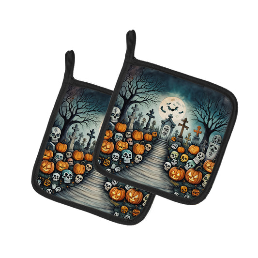 Buy this Calaveras Sugar Skulls Spooky Halloween Pair of Pot Holders