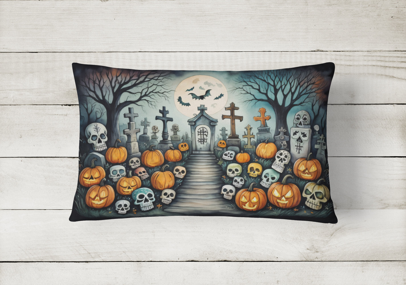 Calaveras Sugar Skulls Spooky Halloween Throw Pillow