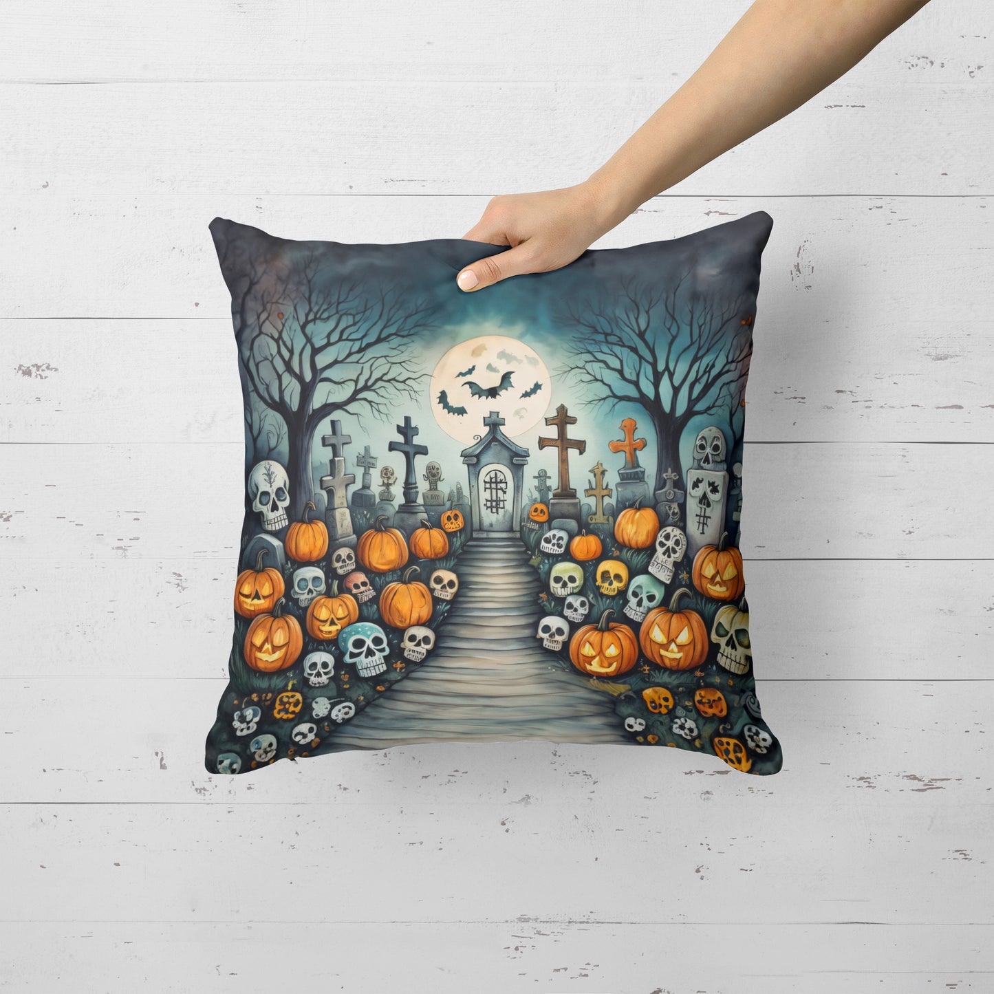 Calaveras Sugar Skulls Spooky Halloween Throw Pillow