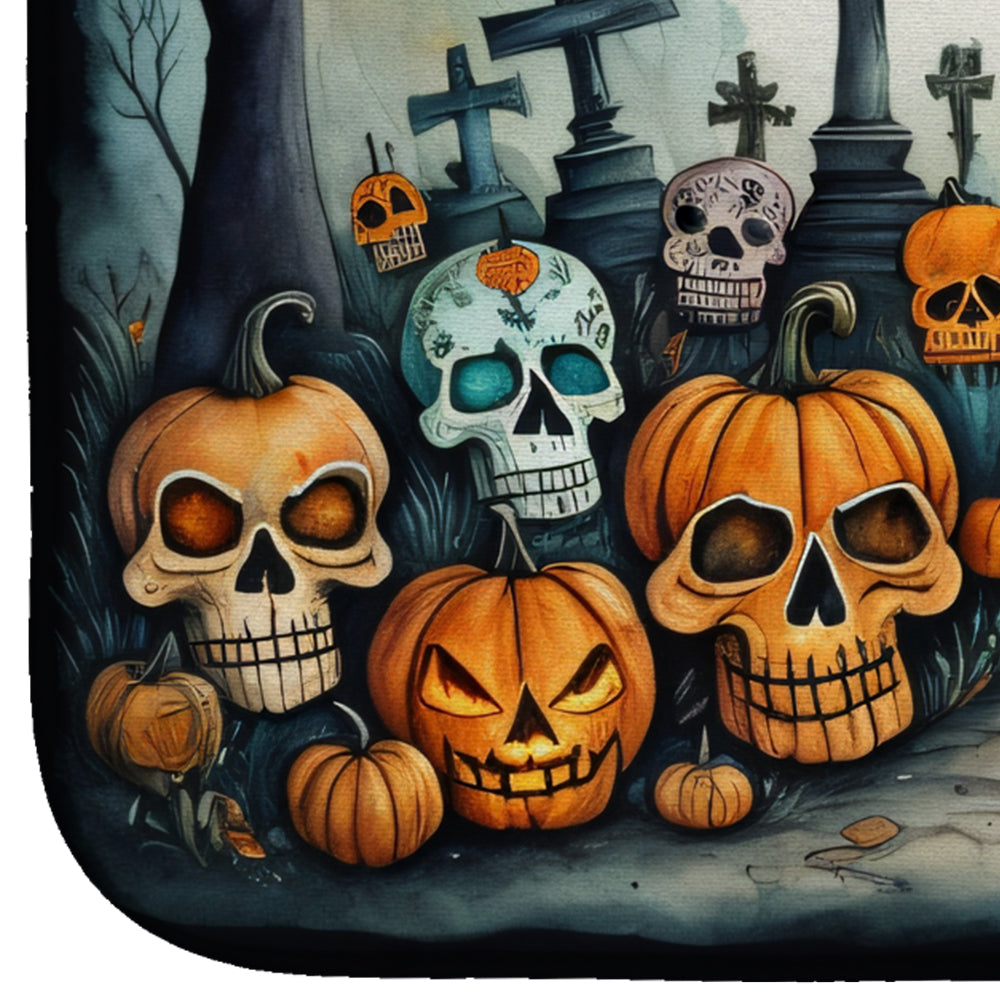Calaveras Sugar Skulls Spooky Halloween Dish Drying Mat