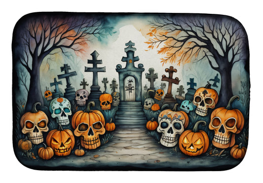 Buy this Calaveras Sugar Skulls Spooky Halloween Dish Drying Mat