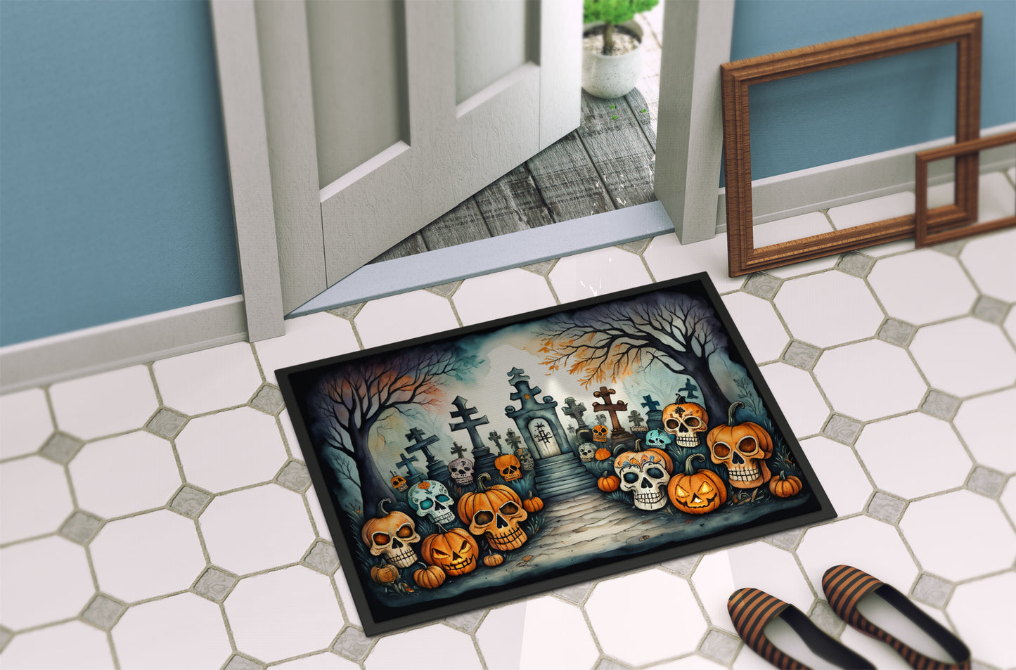 Calaveras Sugar Skulls Spooky Halloween Doormat