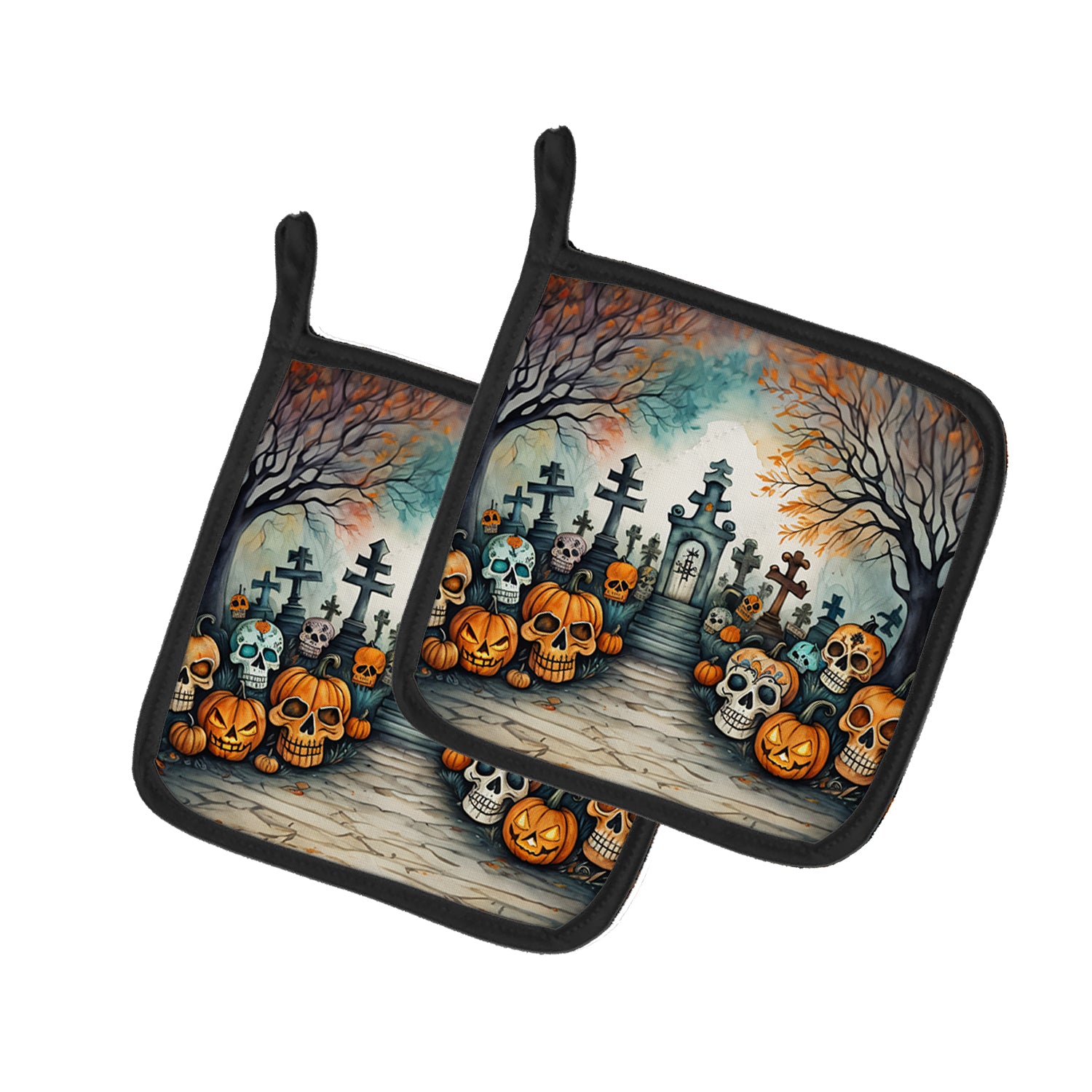 Buy this Calaveras Sugar Skulls Spooky Halloween Pair of Pot Holders