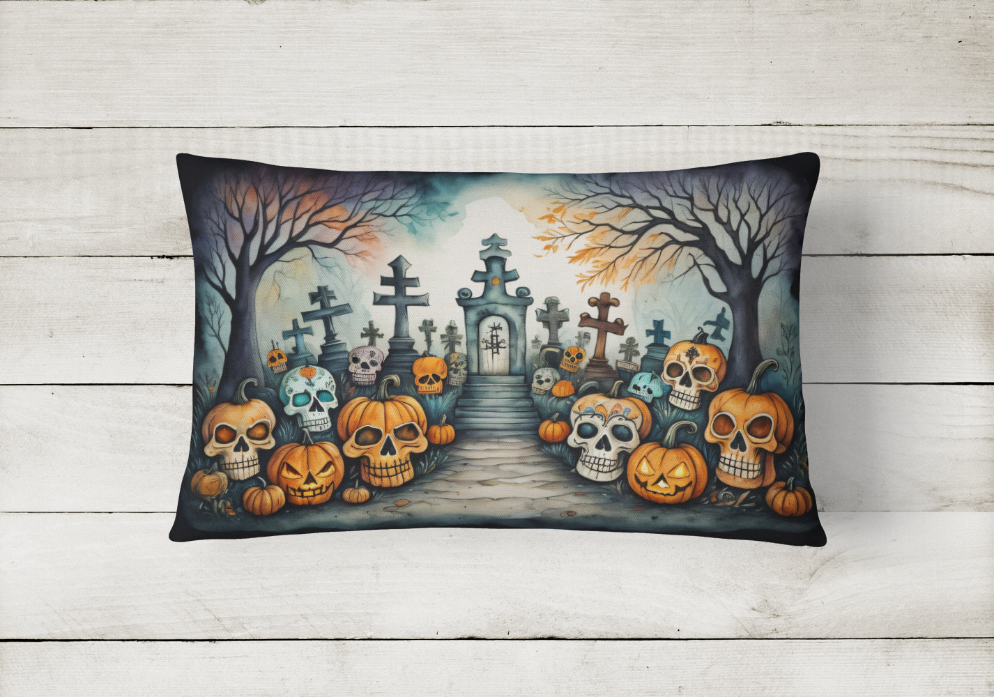 Calaveras Sugar Skulls Spooky Halloween Throw Pillow