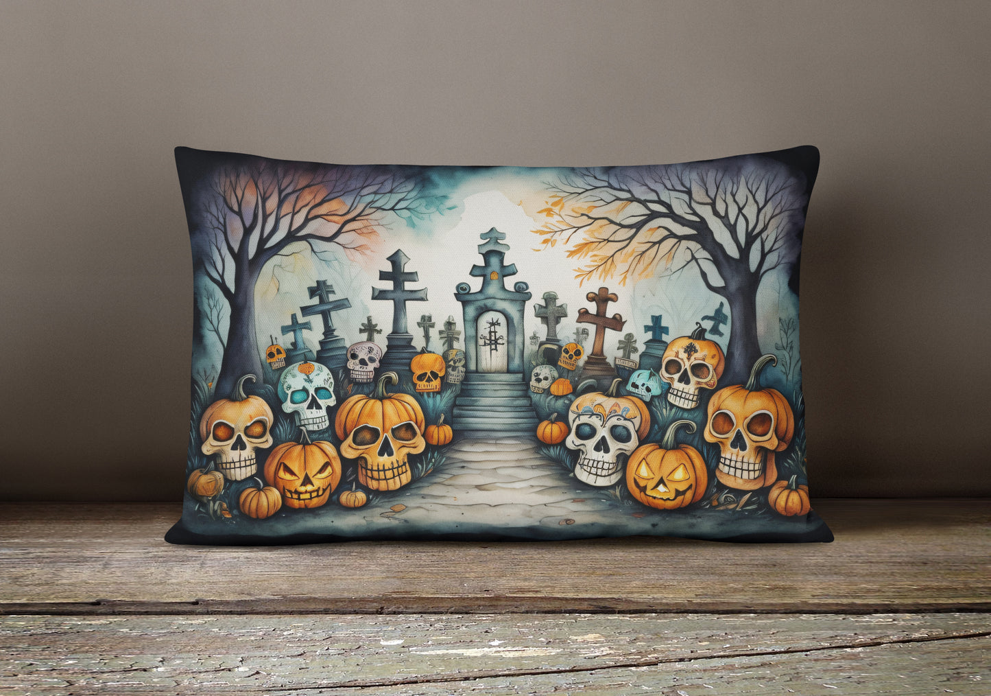 Calaveras Sugar Skulls Spooky Halloween Throw Pillow