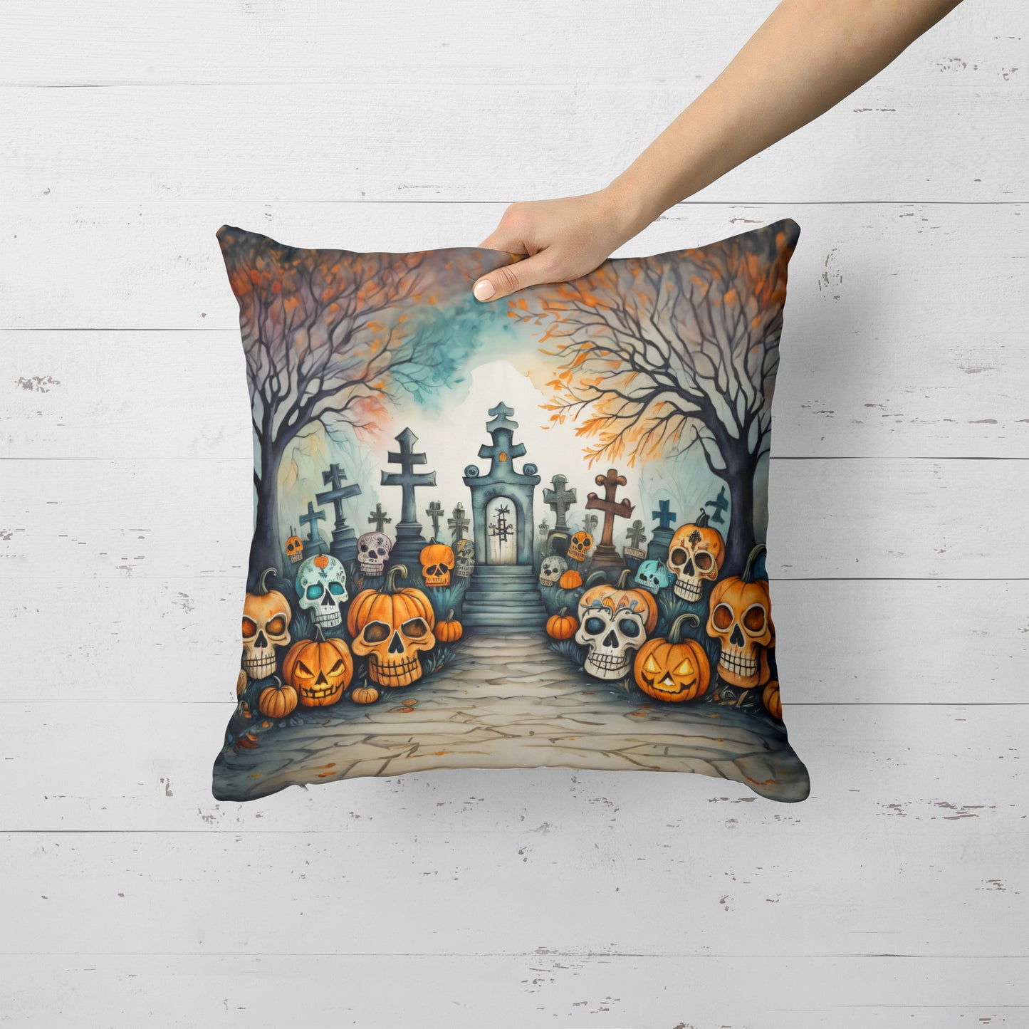 Calaveras Sugar Skulls Spooky Halloween Throw Pillow