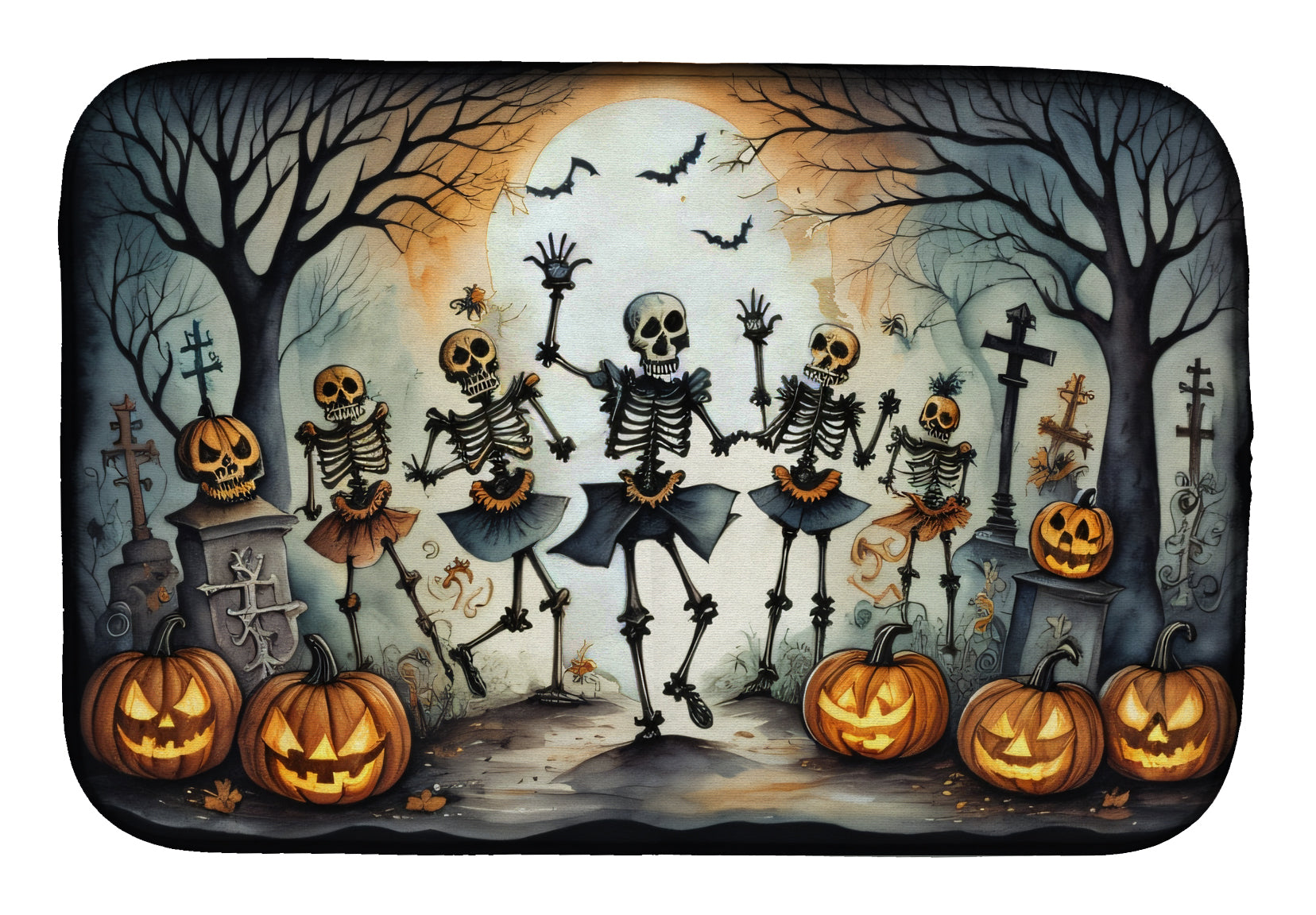 Buy this Dancing Skeletons Spooky Halloween Dish Drying Mat